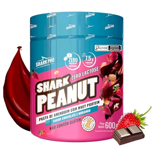 Shark Peanut Zero Lactose 600g Chocolate E Morango Shark Pro