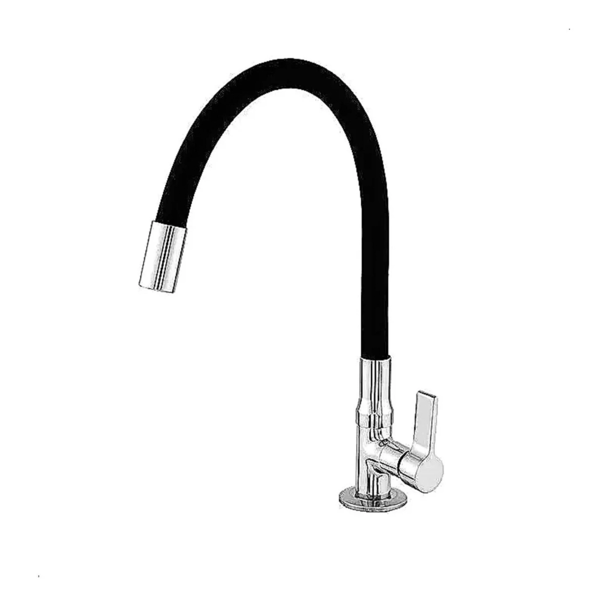 Torneira Colorida Cano Silicone Flexivel Preta Bancada C 70 2050 Cor:preto