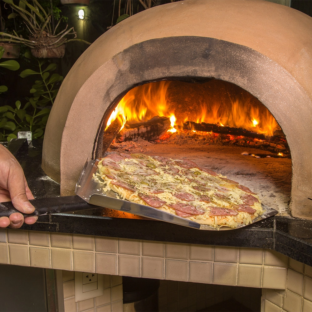 Pá De Pizza De Fornear-lamina 36 Cm Inox Quadrada-cabo 1mtr