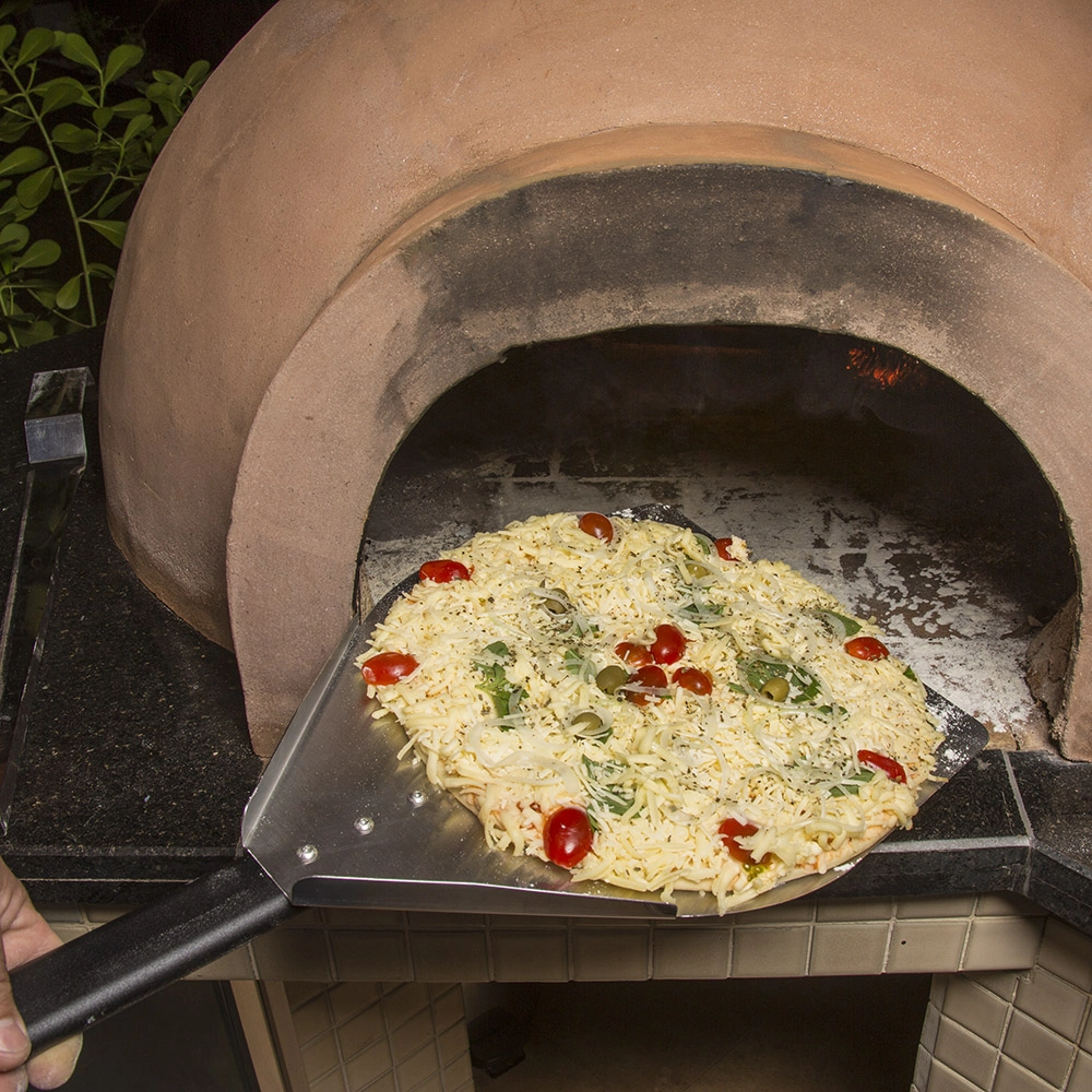 Pá De Pizza De Fornear-lamina 30 Cm Inox Quadrada-cabo 60 Cm
