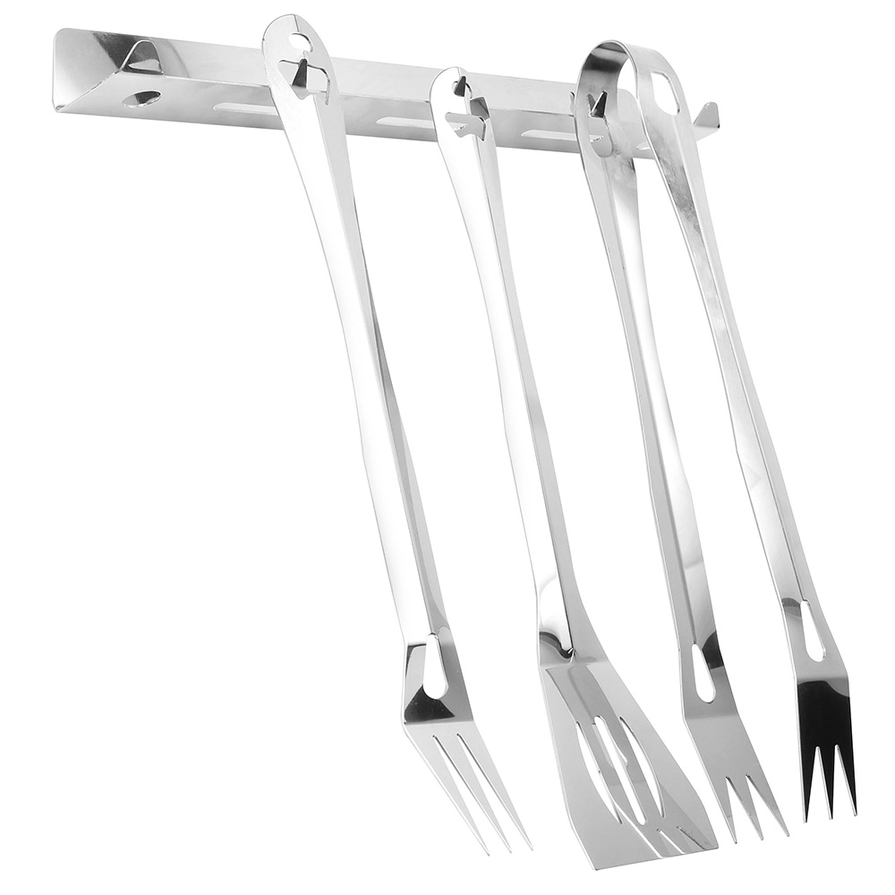 Kit Churrasco Com Suporte - 100% - Inox