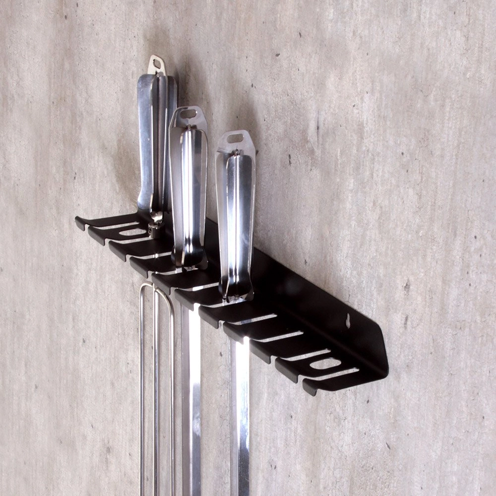 Suporte Porta 10 Espetos E Facas De Parede Em - Aço - Preto