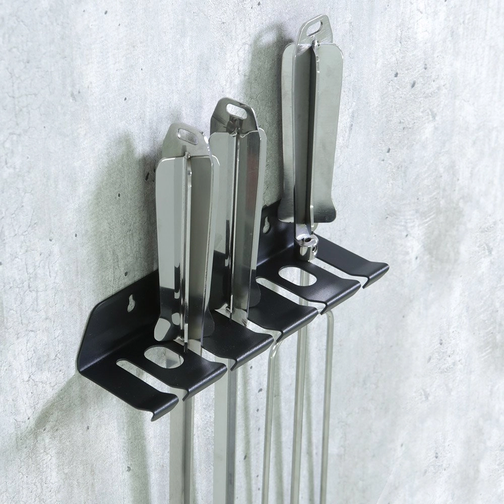 Suporte De Espetos Ou Facas Parede 5 Furos Aço Pintado Preto