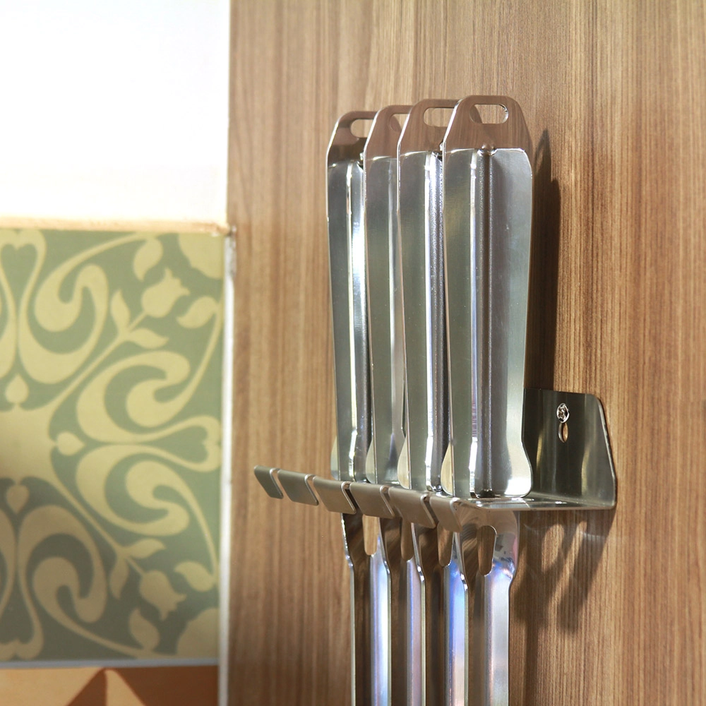 Suporte Espeto E Fuzil De Parede 5 Furos - Inox