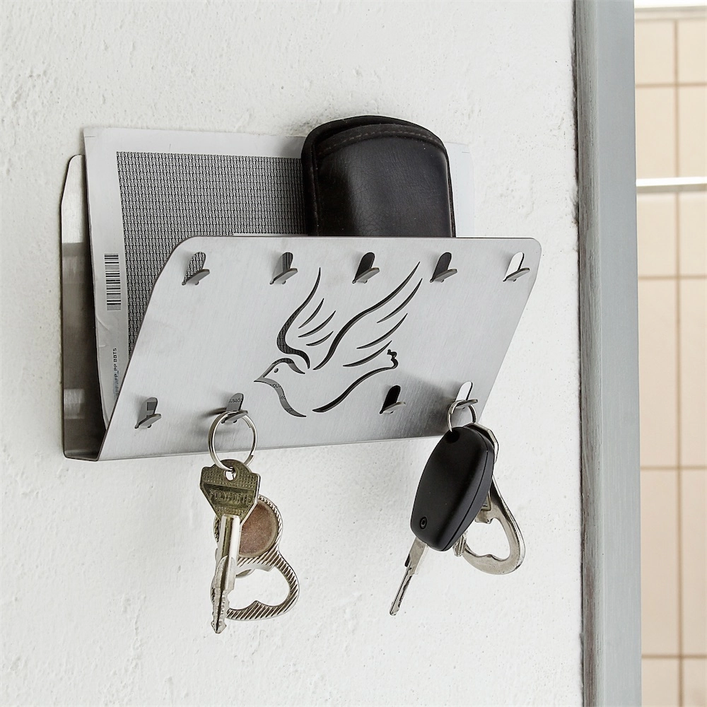 Suporte Porta Chave/carteira/carta/óculos Inox Pombo