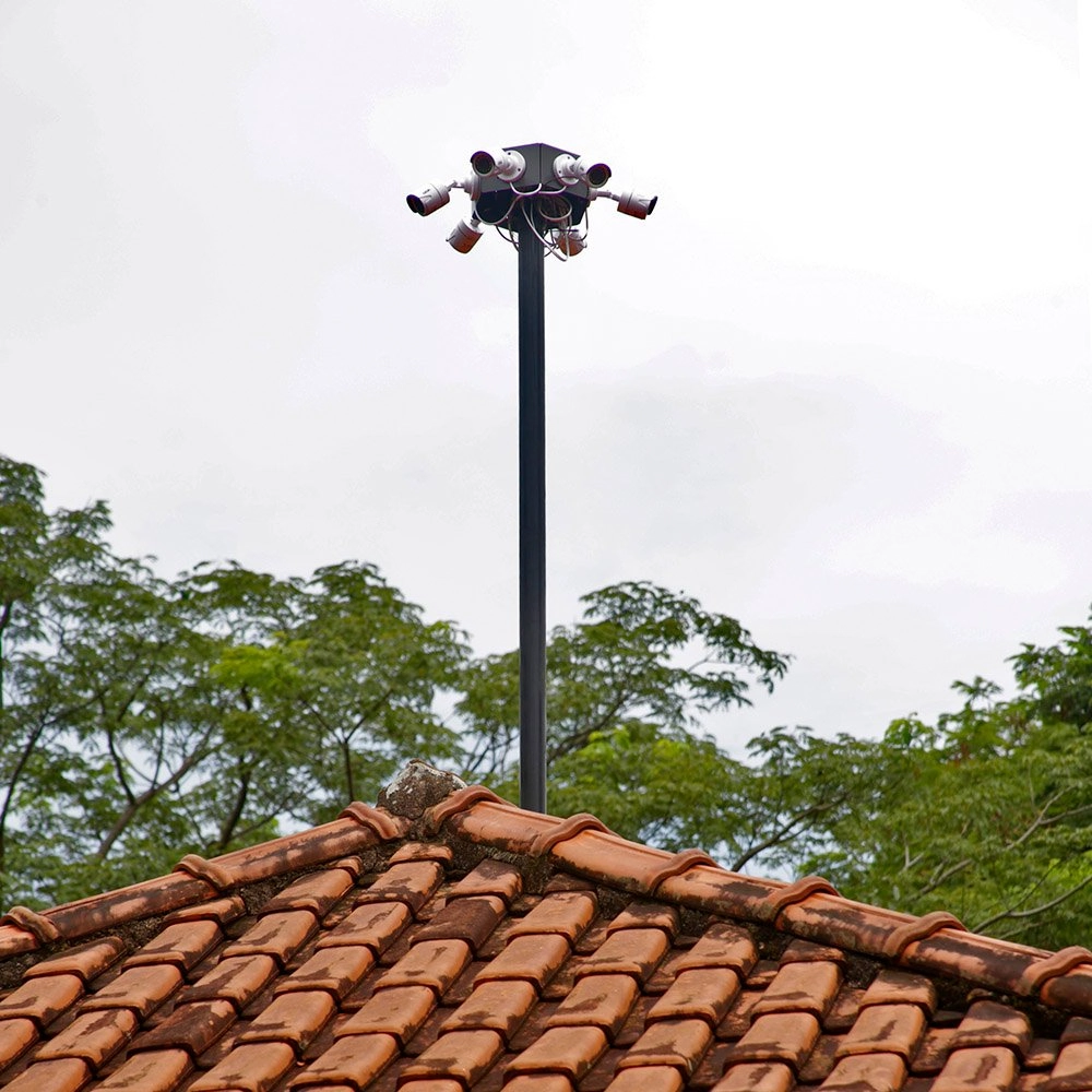 Suporte Para 6 Câmeras Cftv -telhado - Aço - 360 Graus