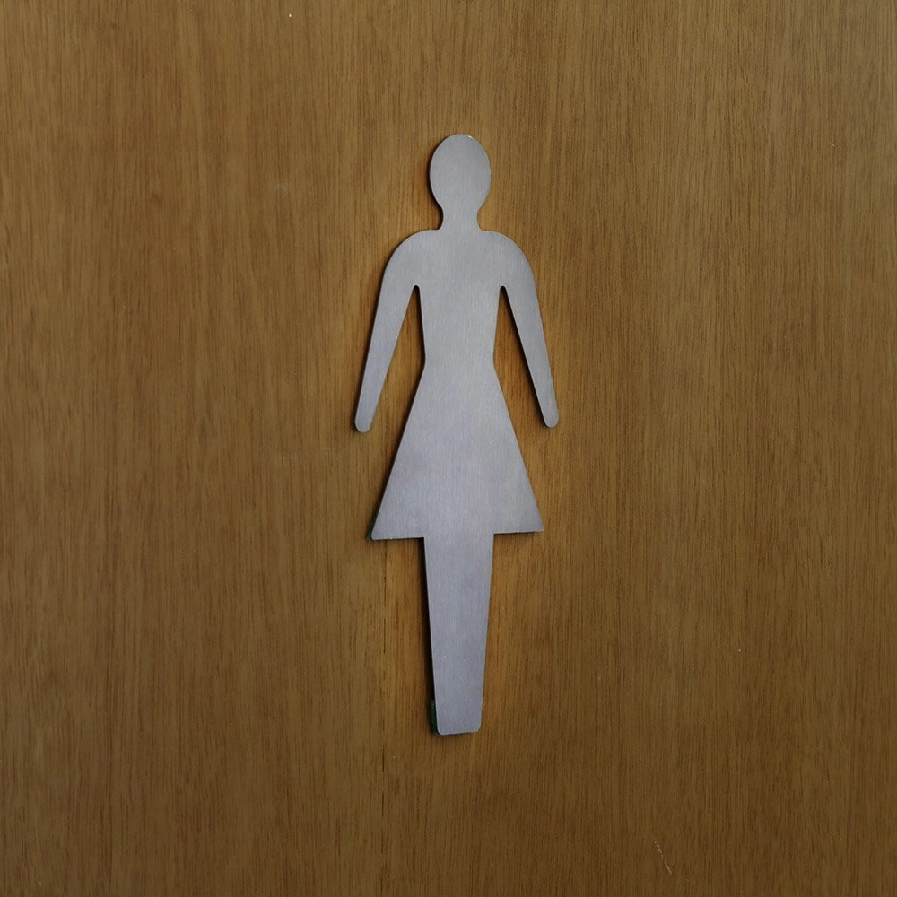 Placa Adesiva Para Porta Banheiro Wc Inox Escovado Feminino