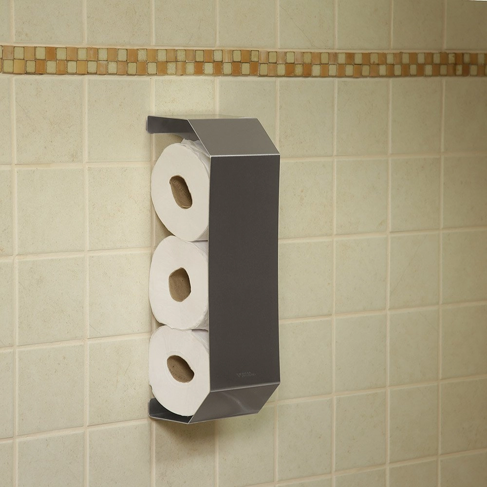 Suporte Para 3 Rolos De Papel Higiênico De Parede Em Inox