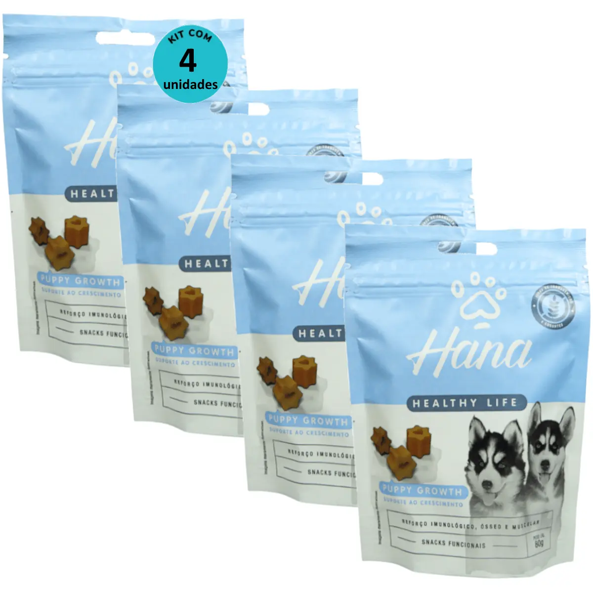 Hana Puppy Growth Suporte ao Crescimento 80g Snacks Para Cães Filhotes Kit C/ 4 un