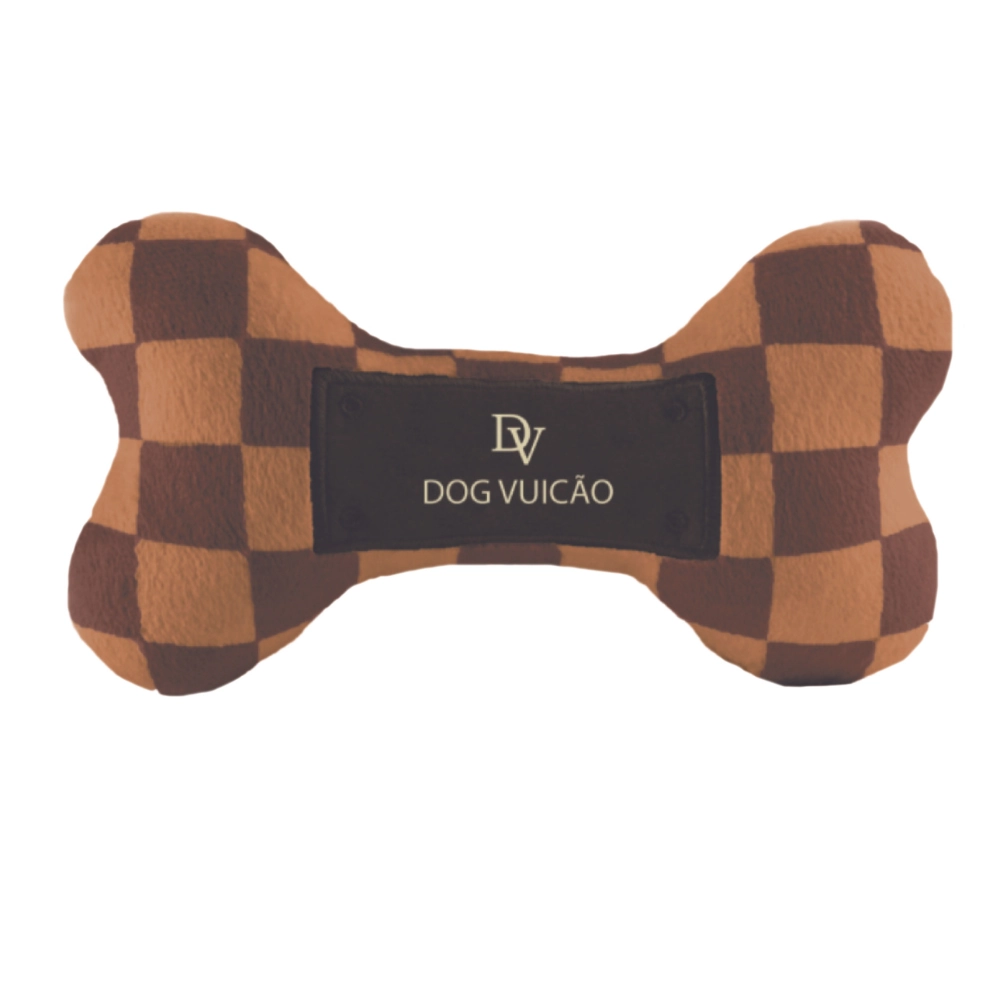 Brinquedo Osso De Pelucia Xadrez Para Pet