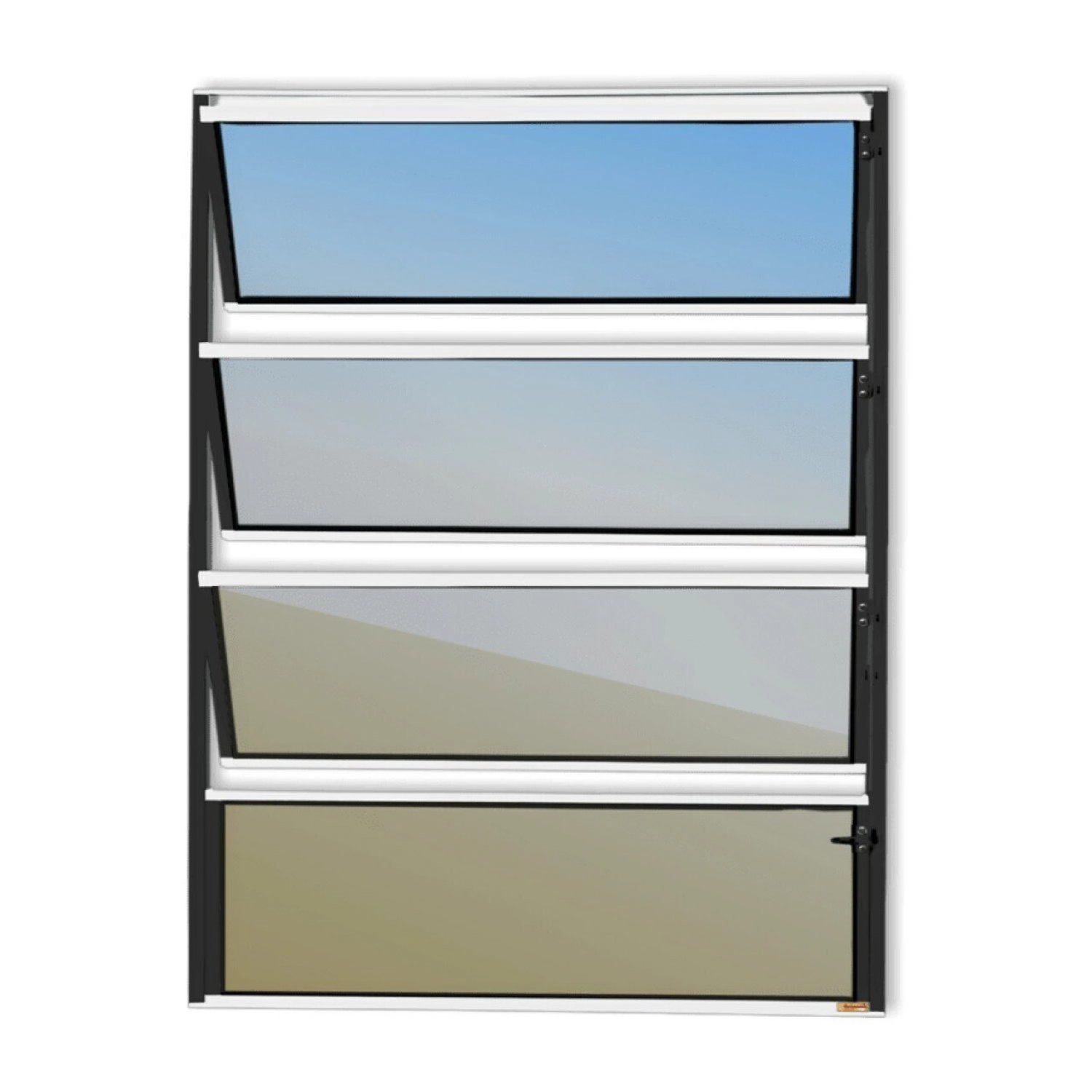 Janela De Alumínio Basculante 80x60cm Vidro Espelhado Master Brimak Mix Preto