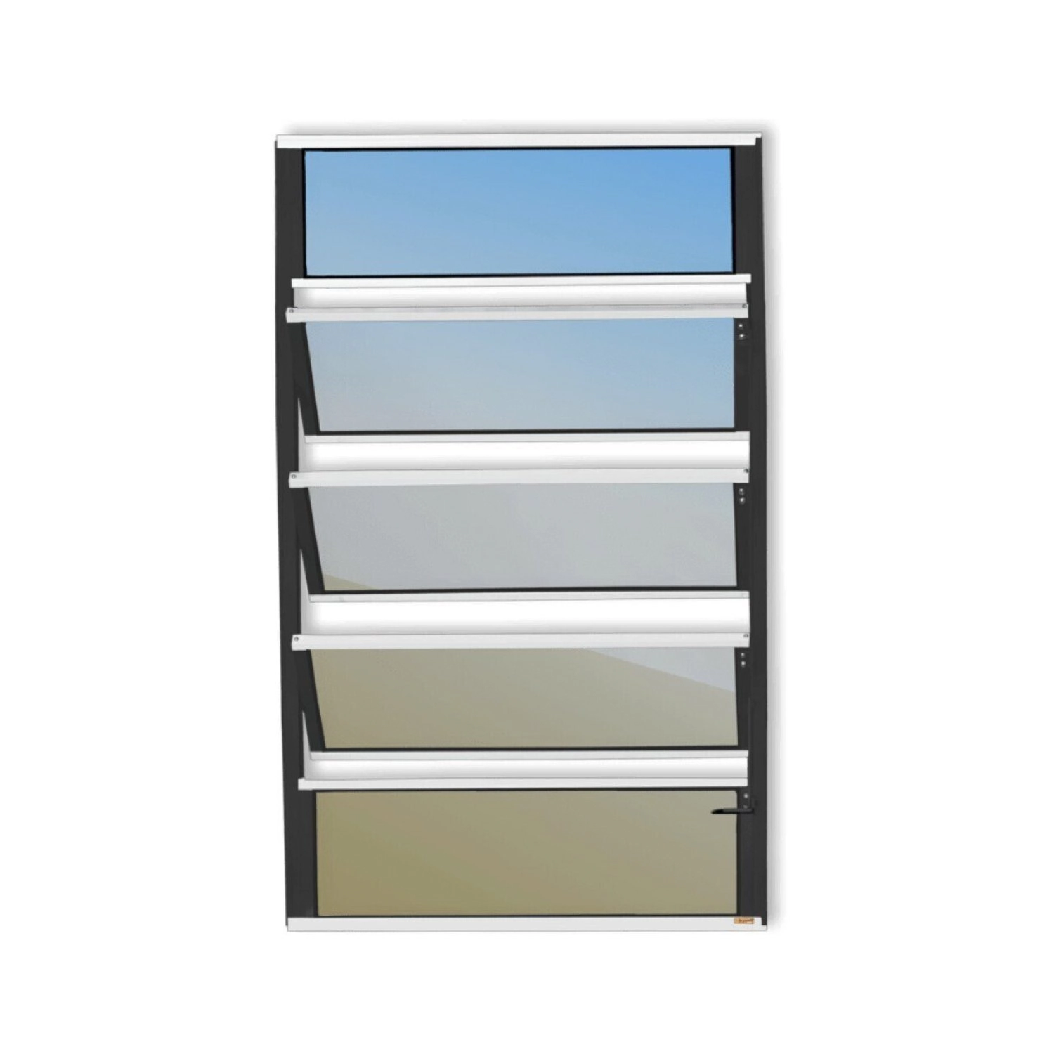 Janela De Alumínio Basculante 100x40cm Vidro Espelhado Plus Brimak Mix Preto