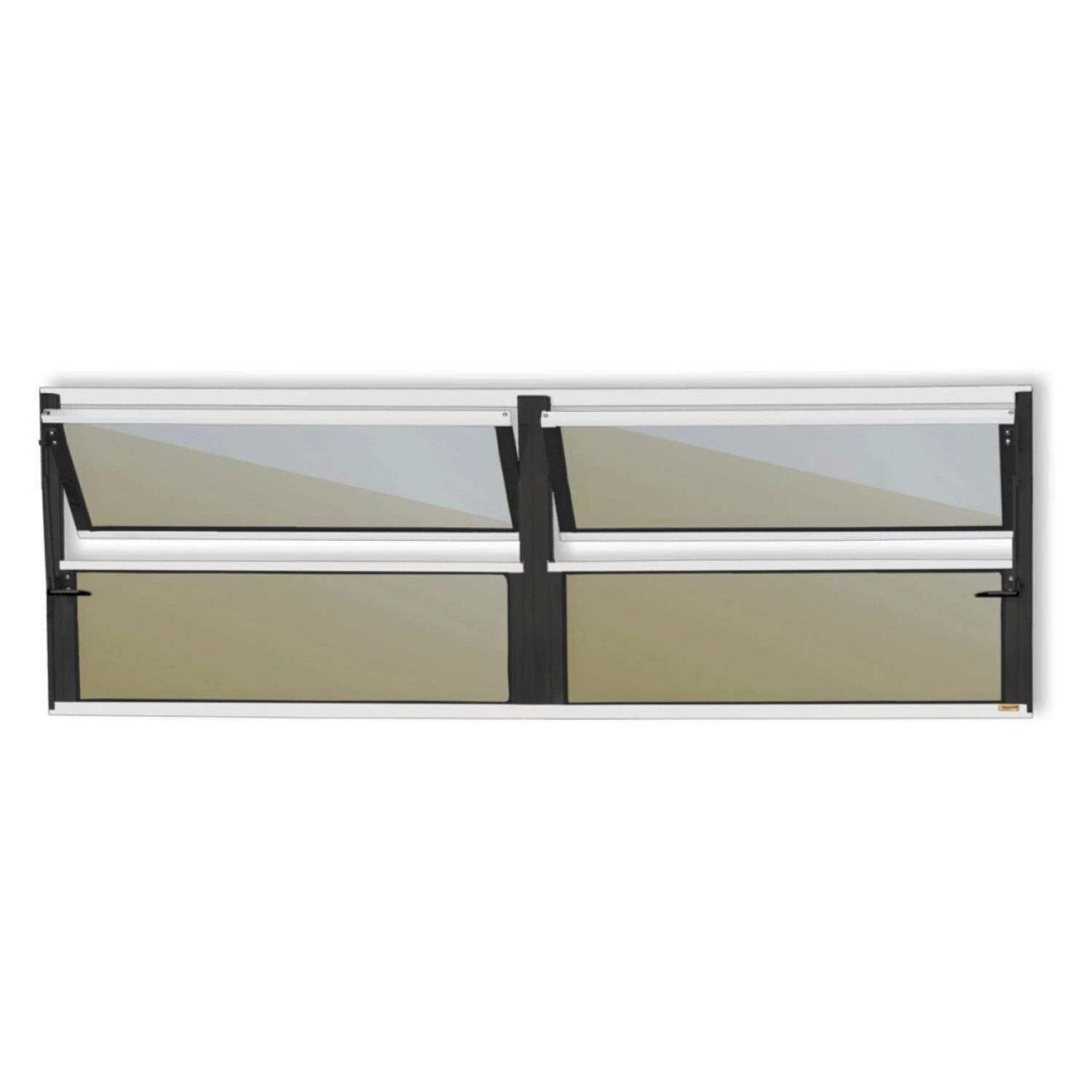 Janela De Alumínio Basculante 2 Seções 40x120cm Vidro Espelhado Plus Brimak Mix Preto