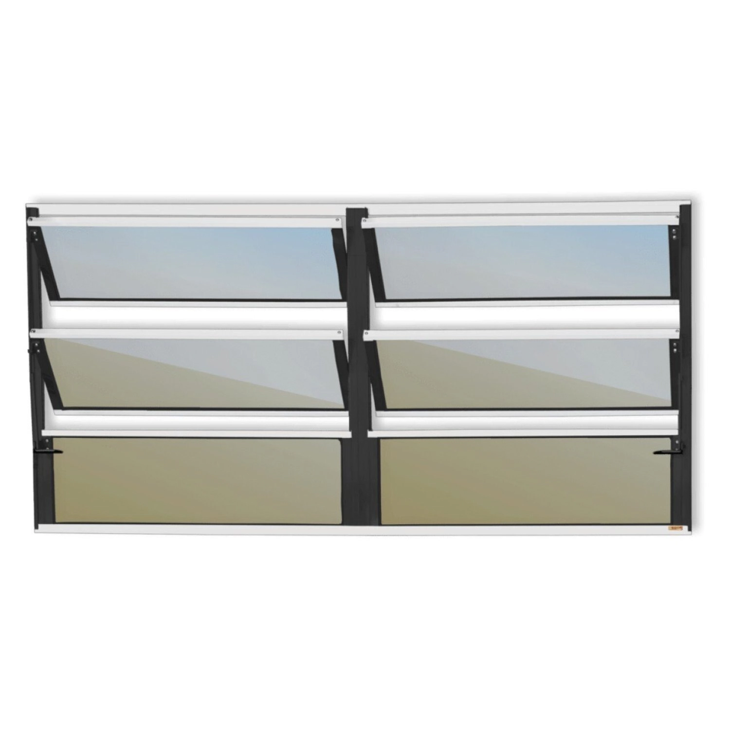 Janela De Alumínio Basculante 2 Seções 60x120cm Vidro Espelhado Plus Brimak Mix Preto