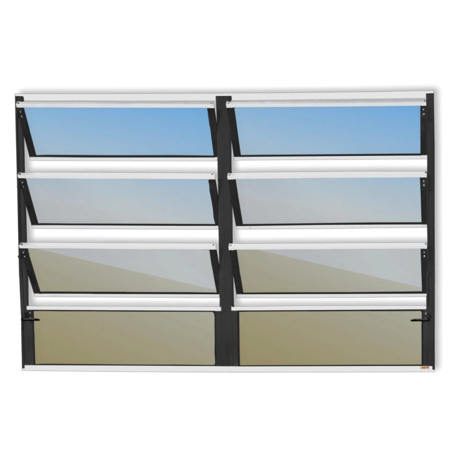 Janela De Alumínio Basculante 2 Seções 80x120cm Vidro Espelhado Plus Brimak Mix Preto