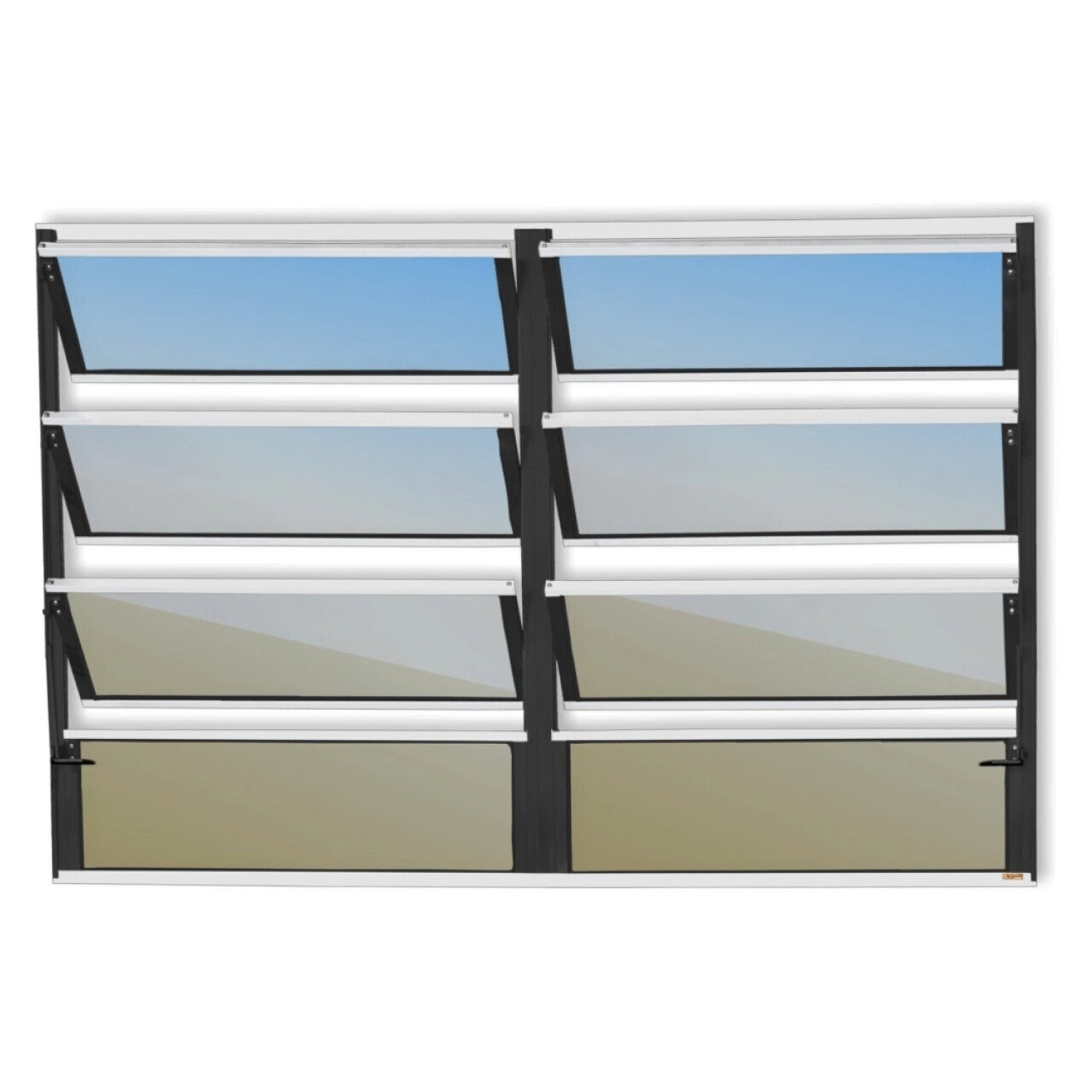 Janela De Alumínio Basculante 2 Seções 80x150cm Vidro Espelhado Plus Brimak Mix Preto