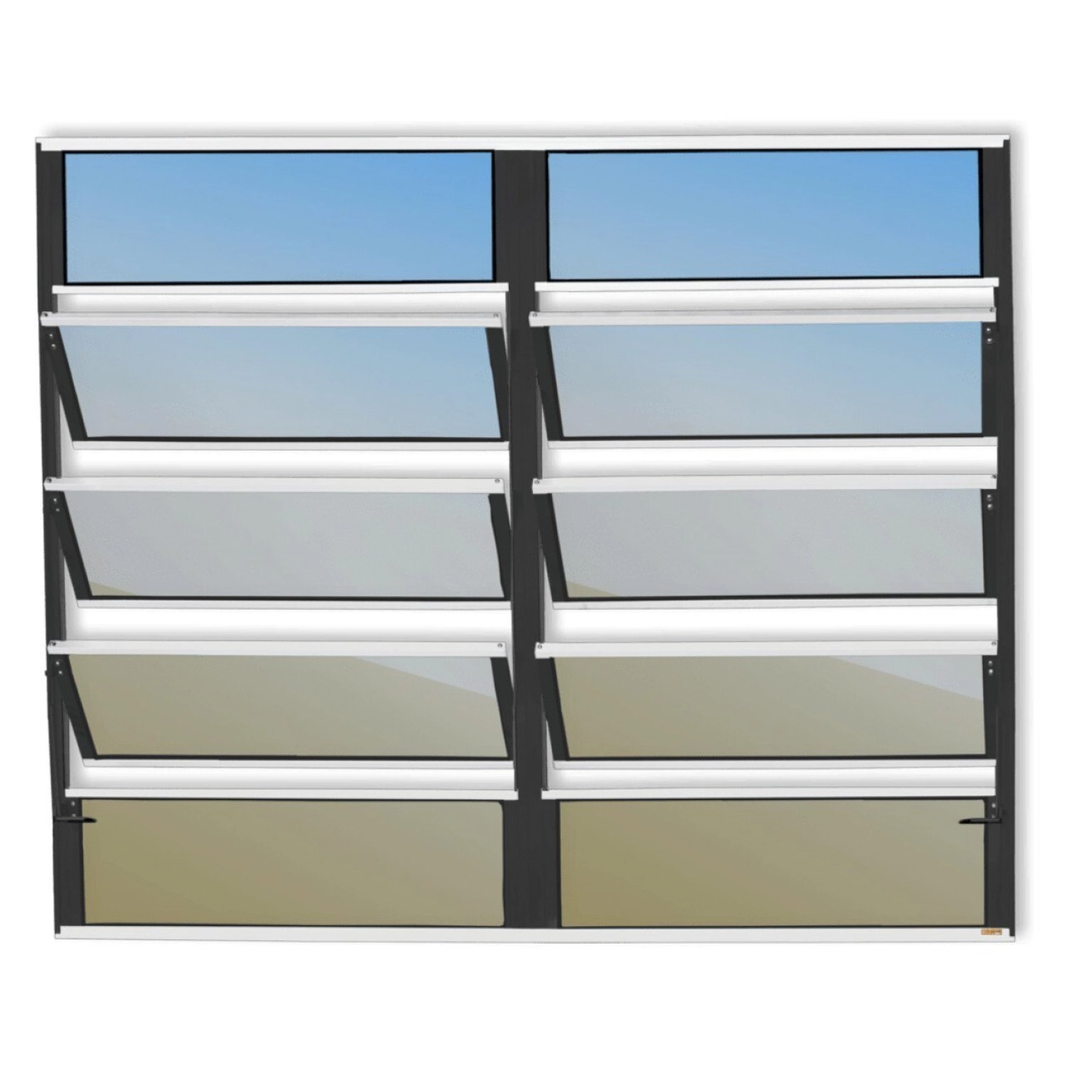 Janela De Alumínio Basculante 2 Seções 100x120cm Vidro Espelhado Plus Brimak Mix Preto