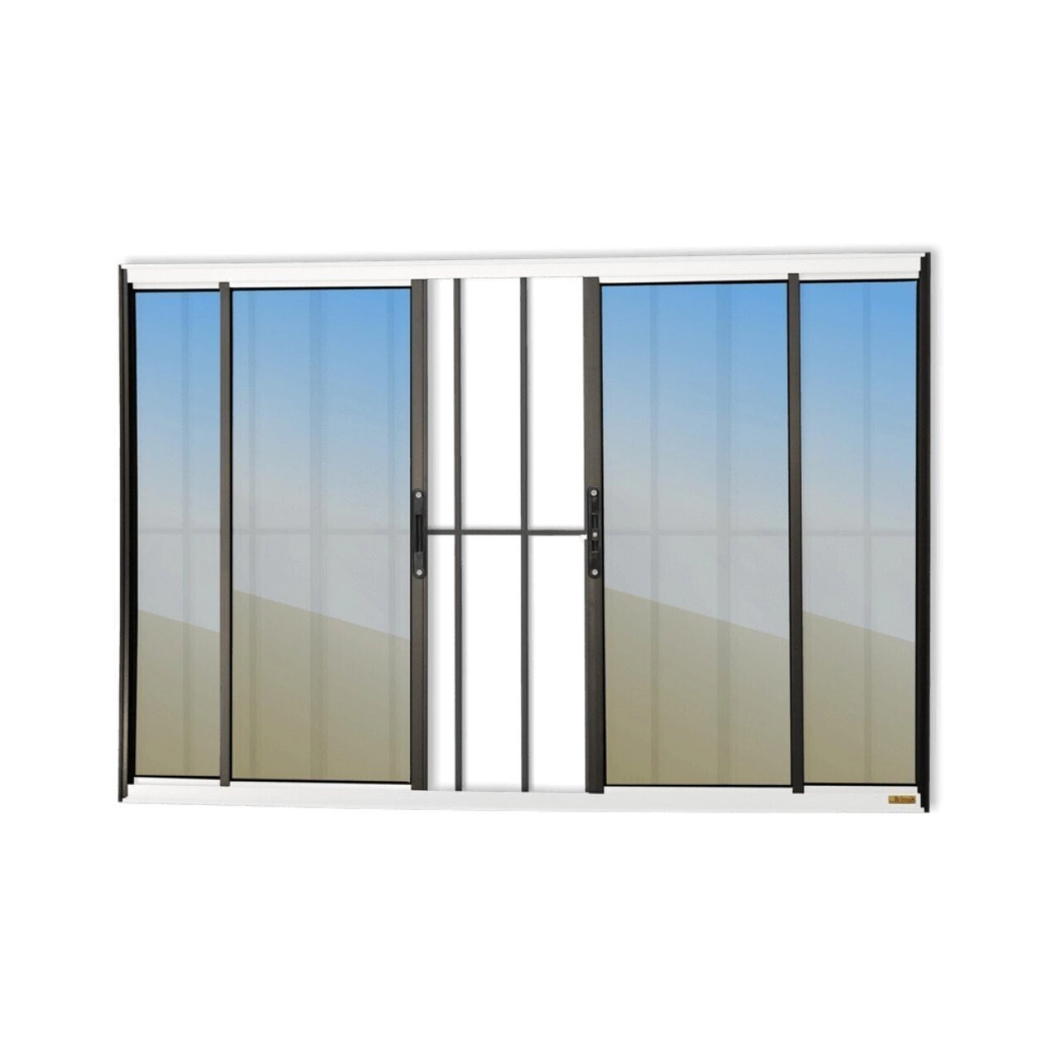 Janela Confort 4 Folhas Com Grade Vidro Reflex 100cm X 150cm Brimak Mix Preto