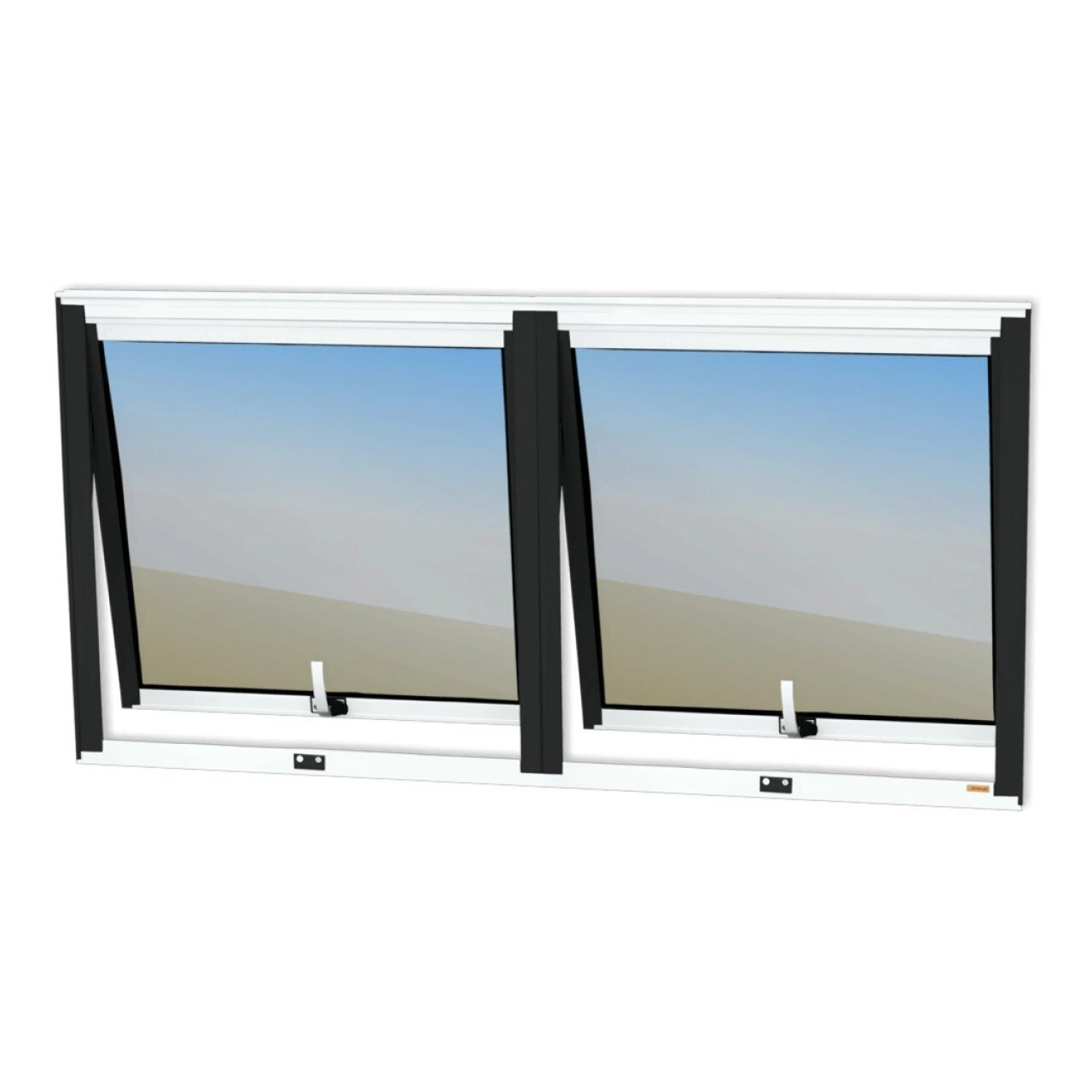 Janela De Alumínio Maxim-ar 2 Seções 60x120cm Vidro Espelhado Confort Brimak Mix Preto