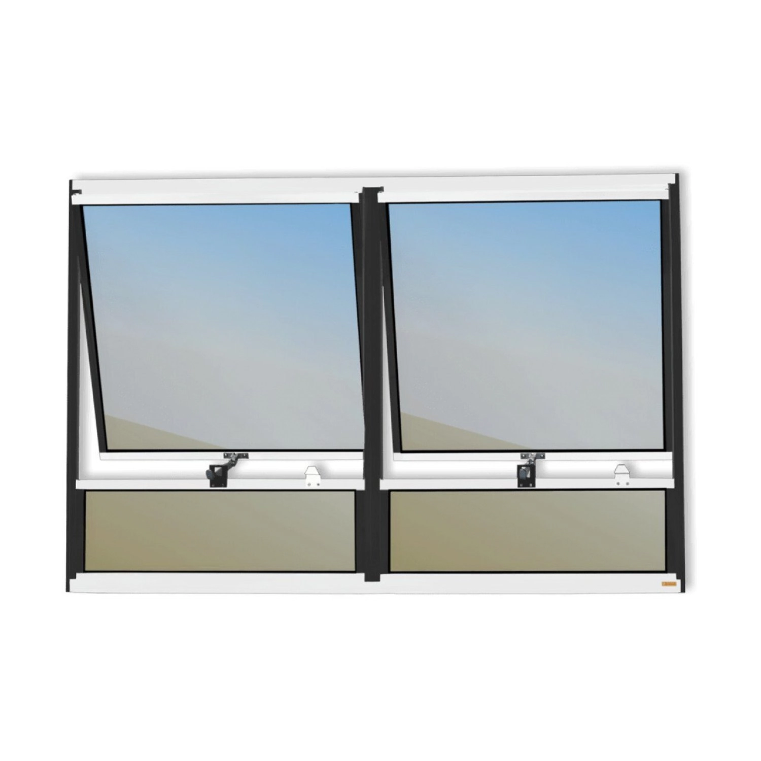 Janela De Alumínio Maxim-ar 2 Seções 80x120cm Vidro Espelhado Plus Brimak Mix Preto