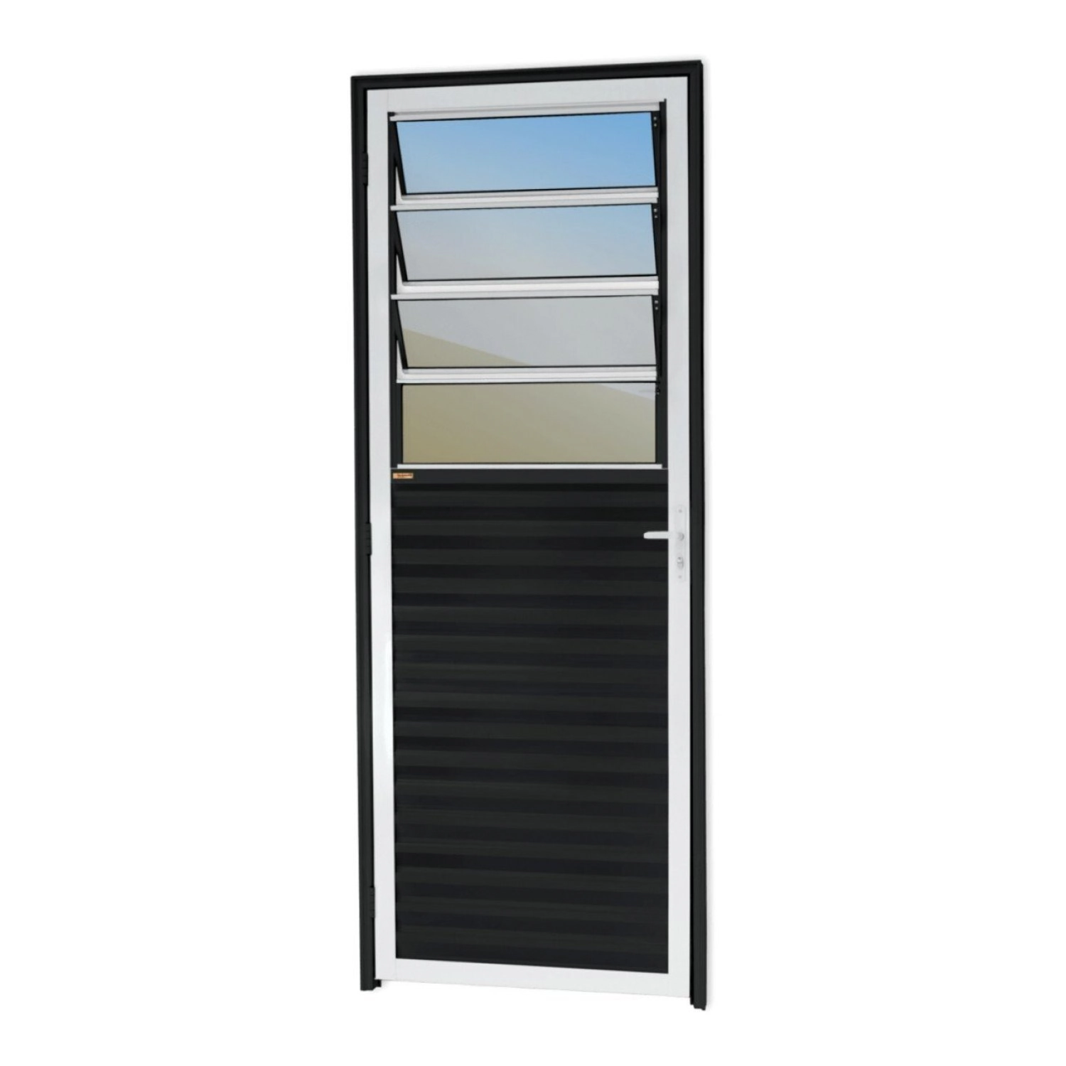 Porta Basculante Linha 25 Vidro Reflex 210x80cm Brimak Mix Preto