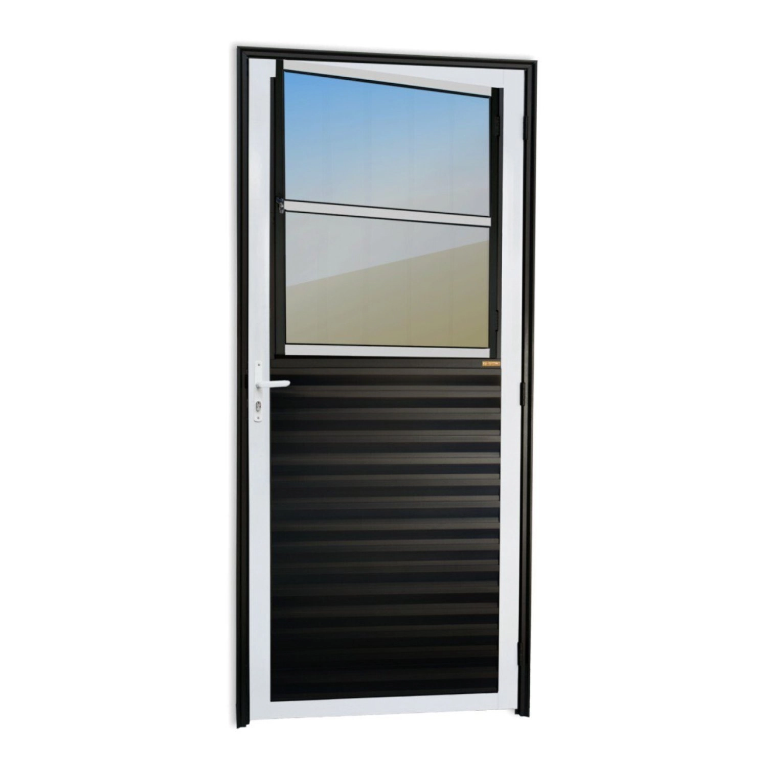 Porta De Sala Super Vidro Reflex 210cm X 86cm Brimak Mix Preto