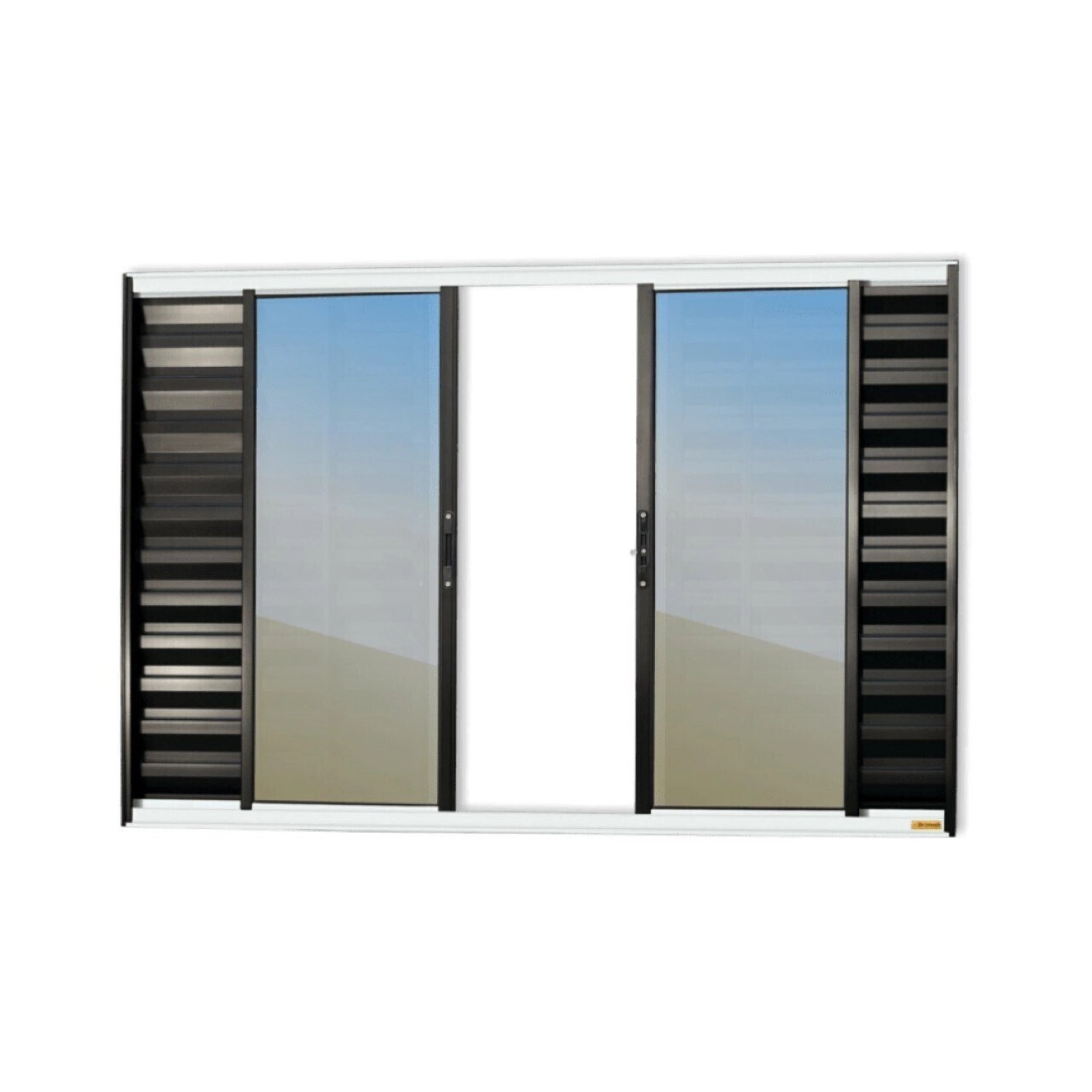 Janela Veneziana Confort 6 Folhas Vidro Reflex 100cm X 200cm Brimak Mix Preto