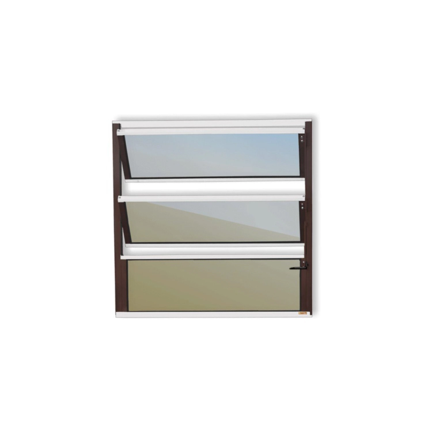 Janela De Alumínio Basculante 60x40cm Vidro Espelhado Plus Brimak Mix Corten