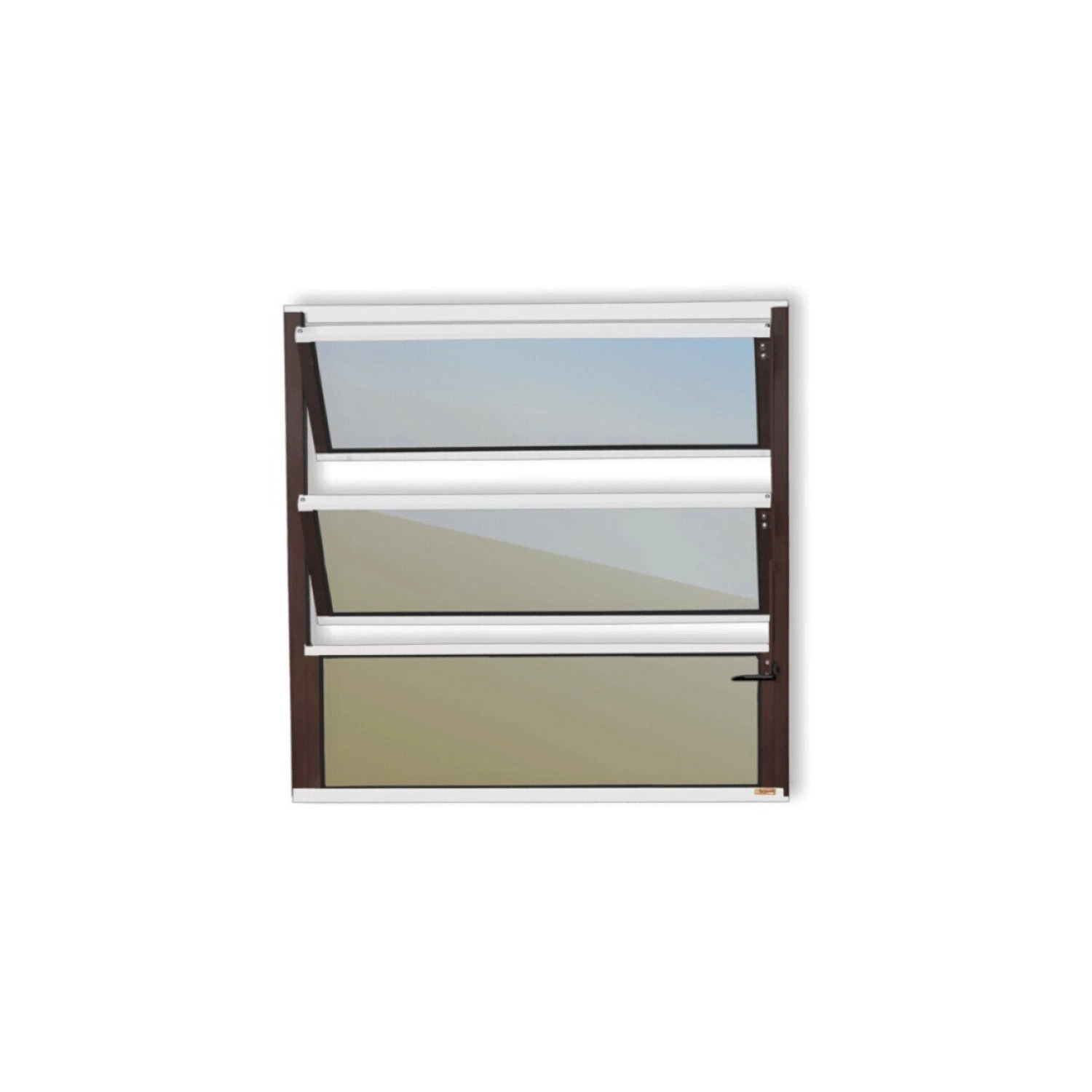 Janela De Alumínio Basculante 60x80cm Vidro Espelhado Plus Brimak Mix Corten