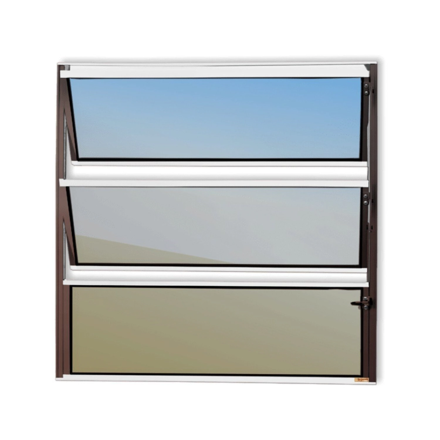 Janela De Alumínio Basculante 60x100cm Vidro Espelhado Master Brimak Mix Corten