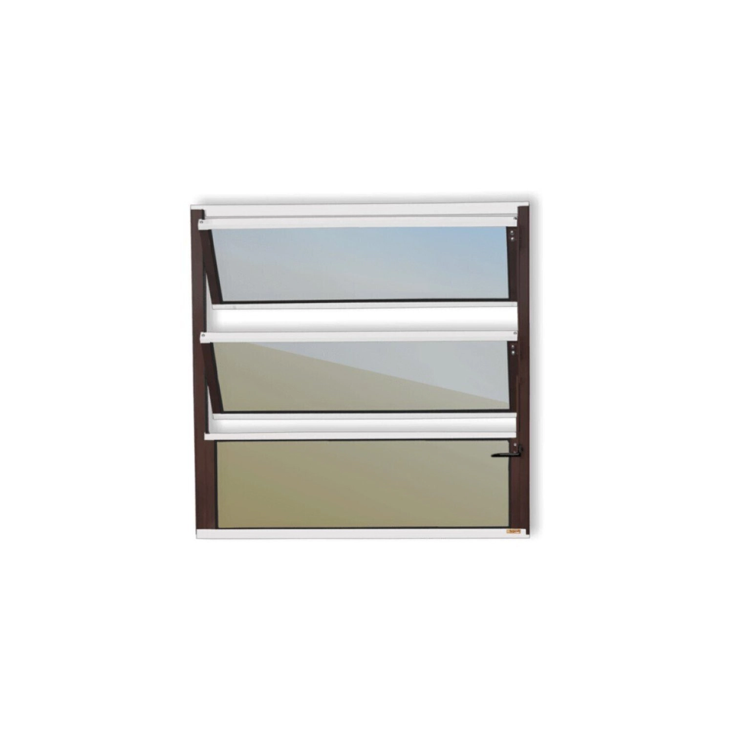 Janela De Alumínio Basculante 60x100cm Vidro Espelhado Plus Brimak Mix Corten