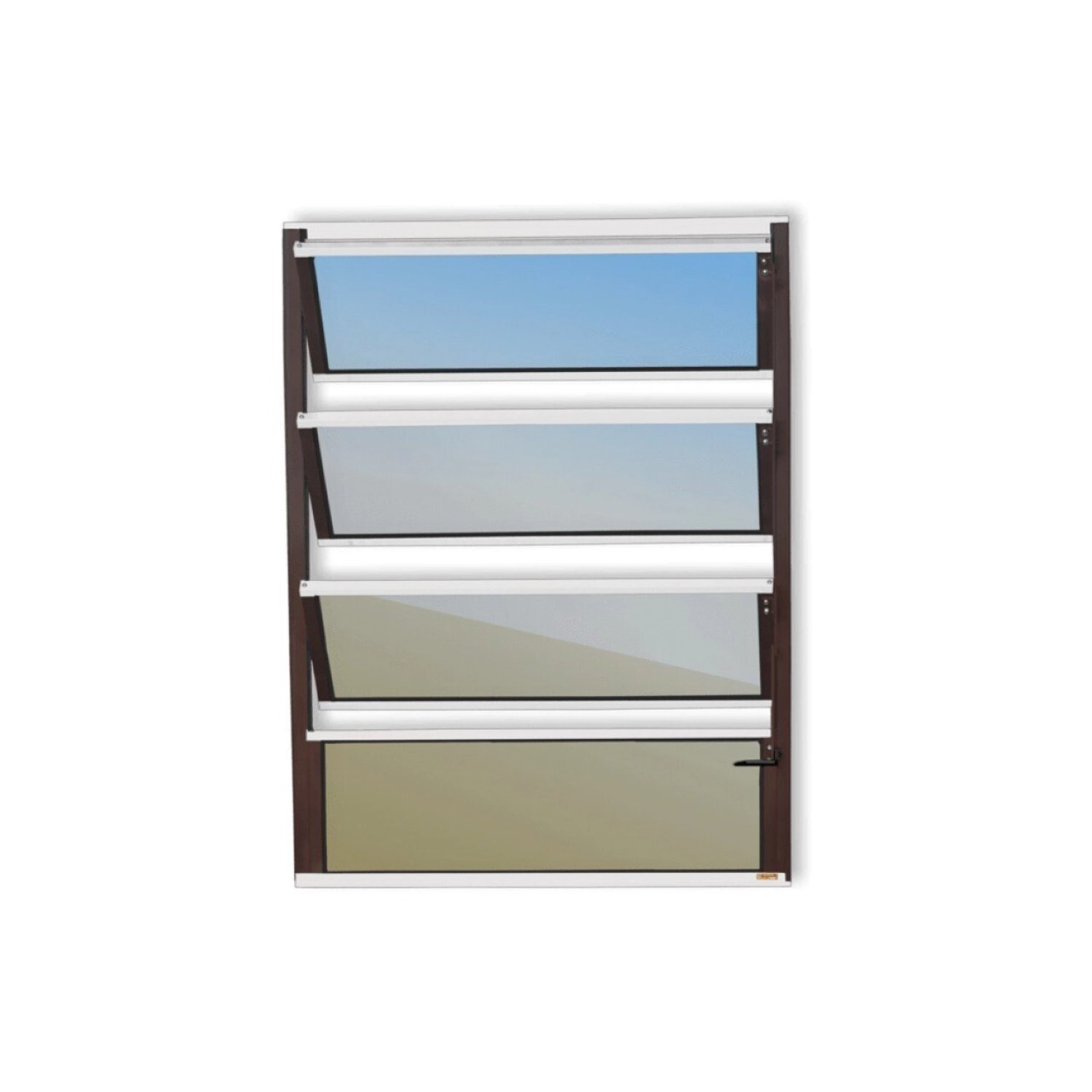 Janela De Alumínio Basculante 80x80cm Vidro Espelhado Plus Brimak Mix Corten
