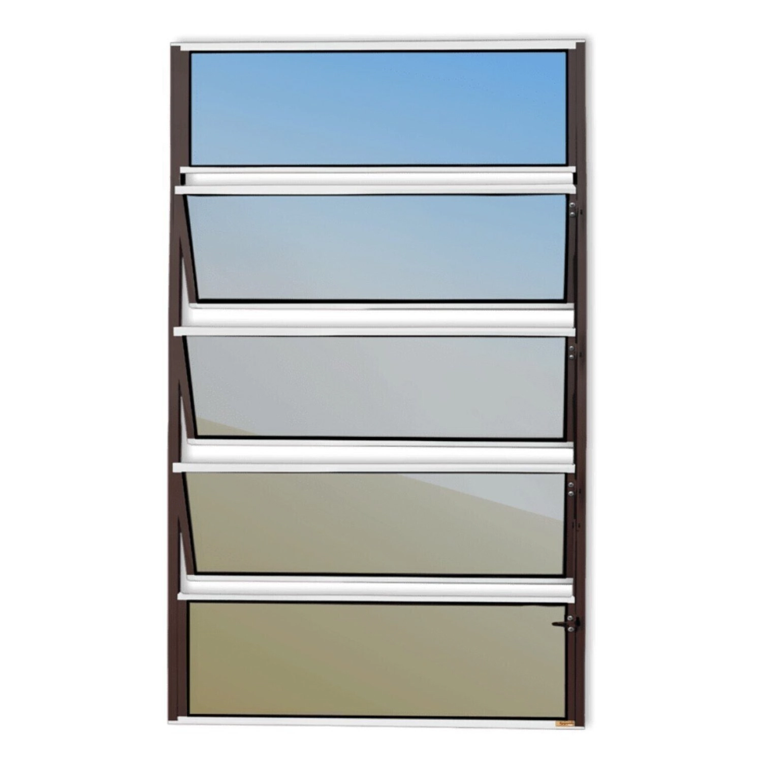 Janela De Alumínio Basculante 100x40cm Vidro Espelhado Master Brimak Mix Corten