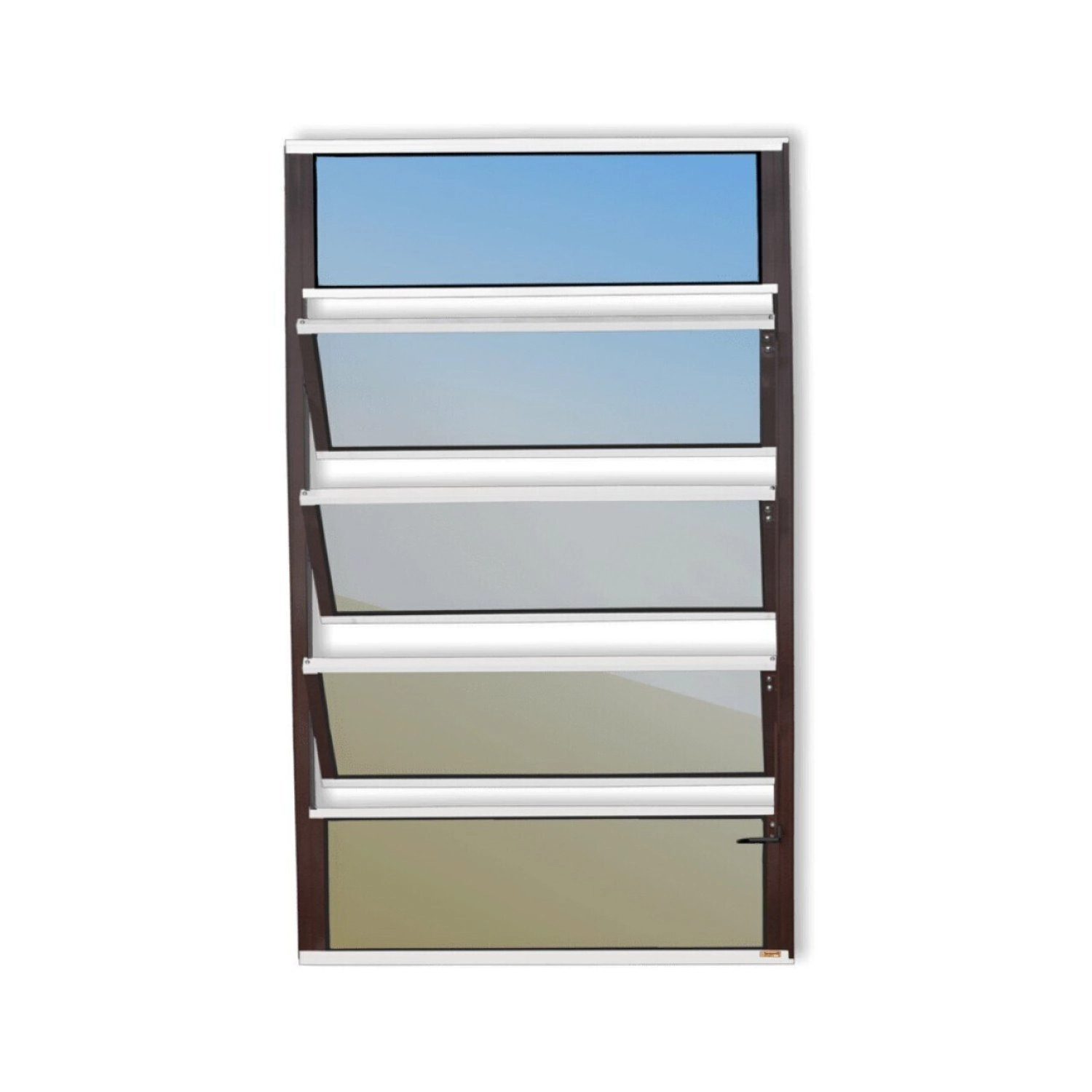 Janela De Alumínio Basculante 100x40cm Vidro Espelhado Plus Brimak Mix Corten