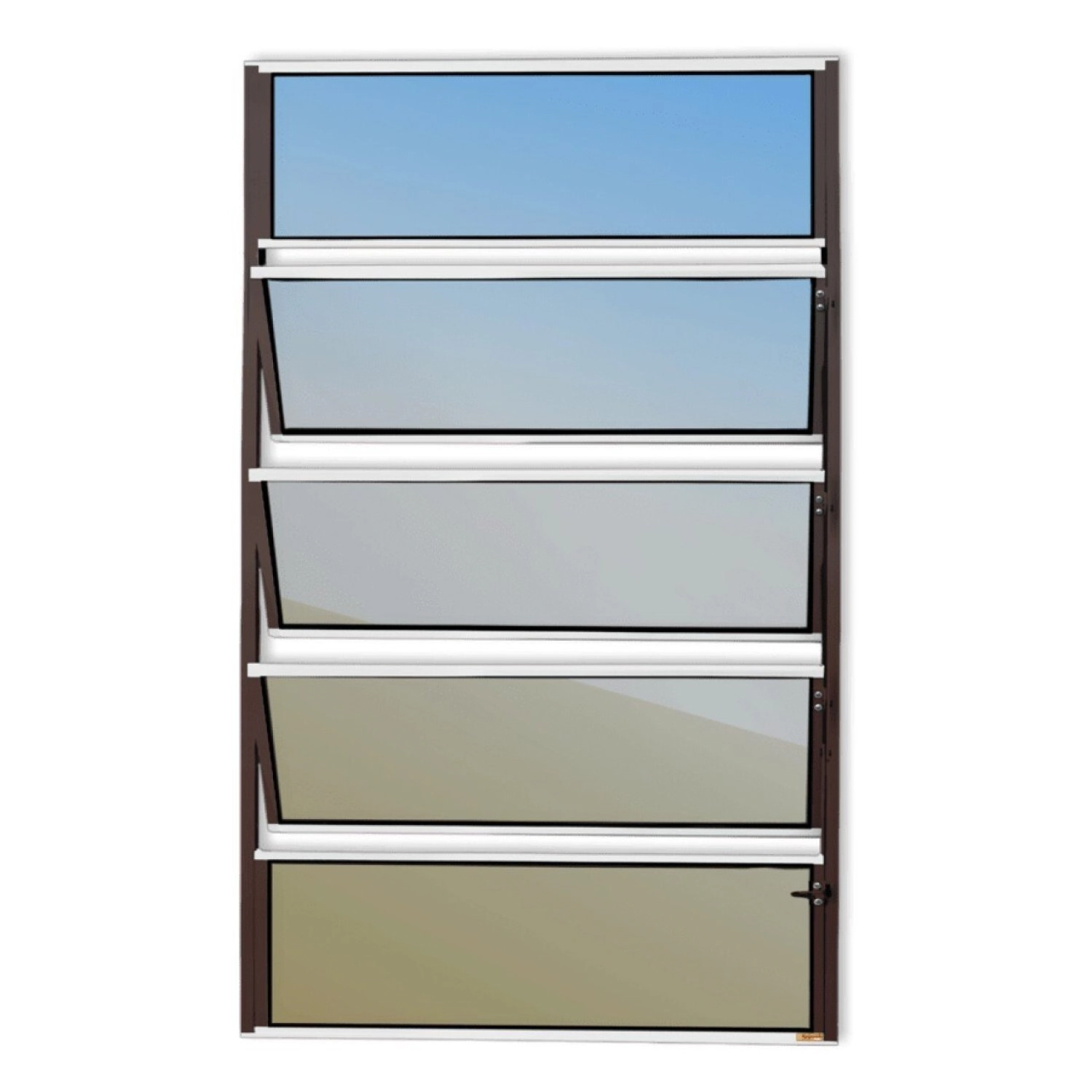 Janela De Alumínio Basculante 100x100cm Vidro Espelhado Master Brimak Mix Corten