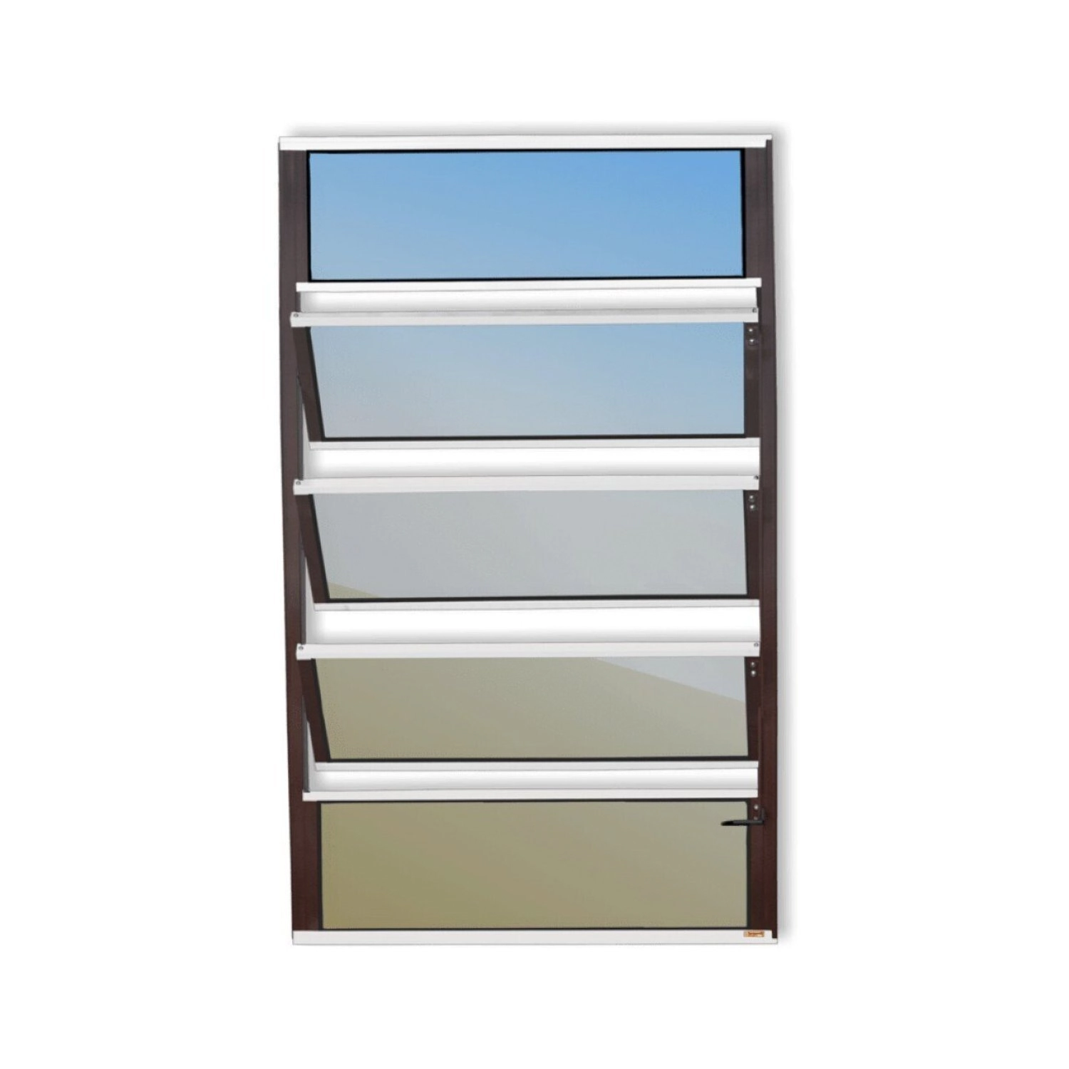 Janela De Alumínio Basculante 100x100cm Vidro Espelhado Plus Brimak Mix Corten