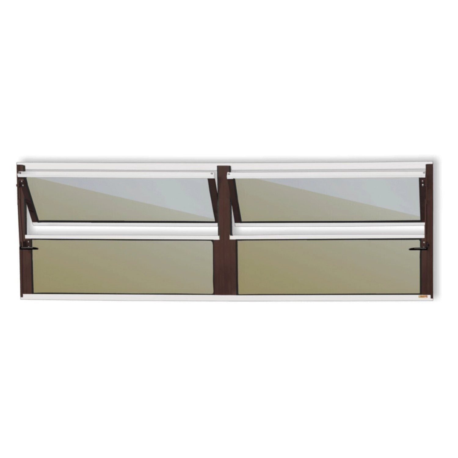 Janela De Alumínio Basculante 2 Seções 40x200cm Vidro Espelhado Plus Brimak Mix Corten