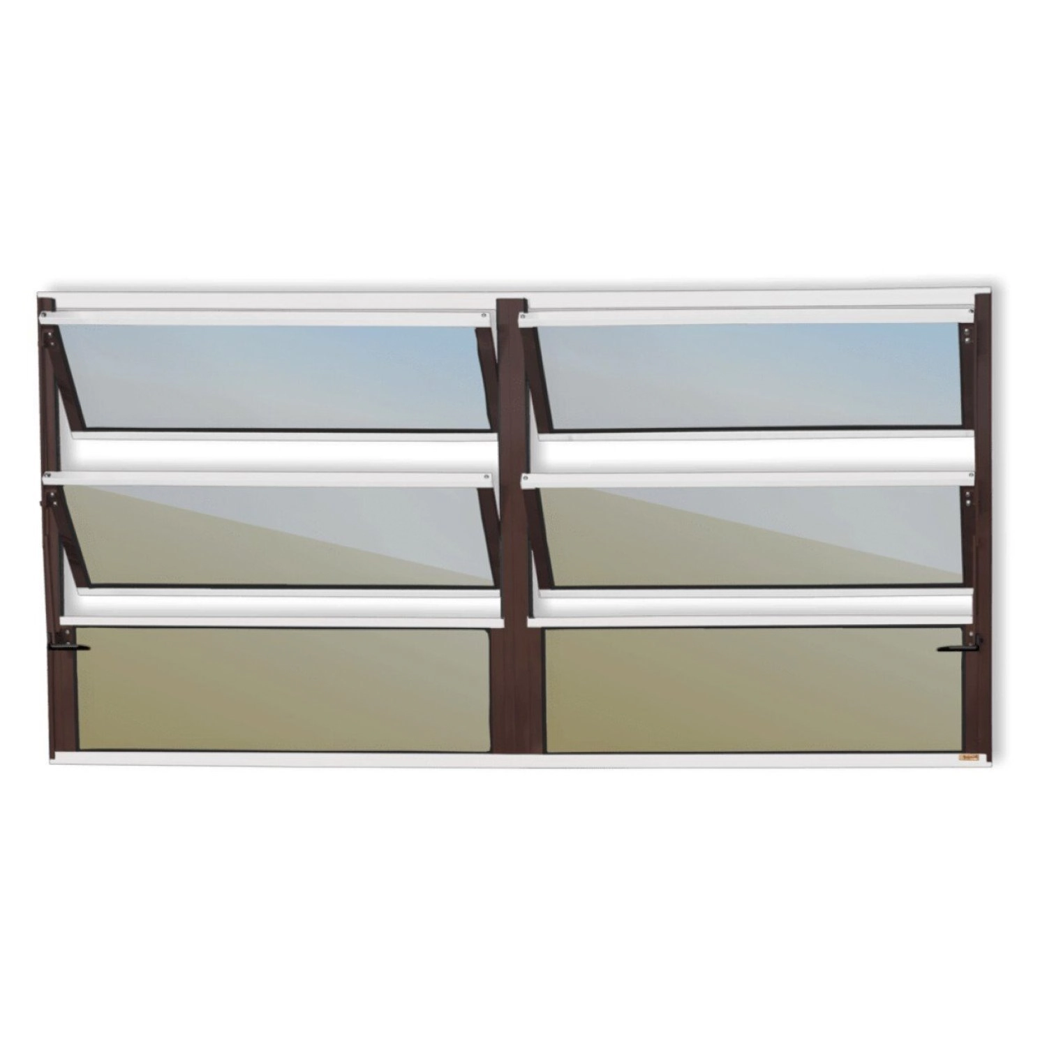 Janela De Alumínio Basculante 2 Seções 60x120cm Vidro Espelhado Plus Brimak Mix Corten