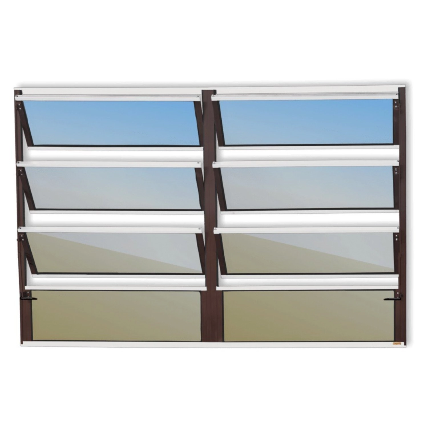 Janela De Alumínio Basculante 2 Seções 80x120cm Vidro Espelhado Plus Brimak Mix Corten