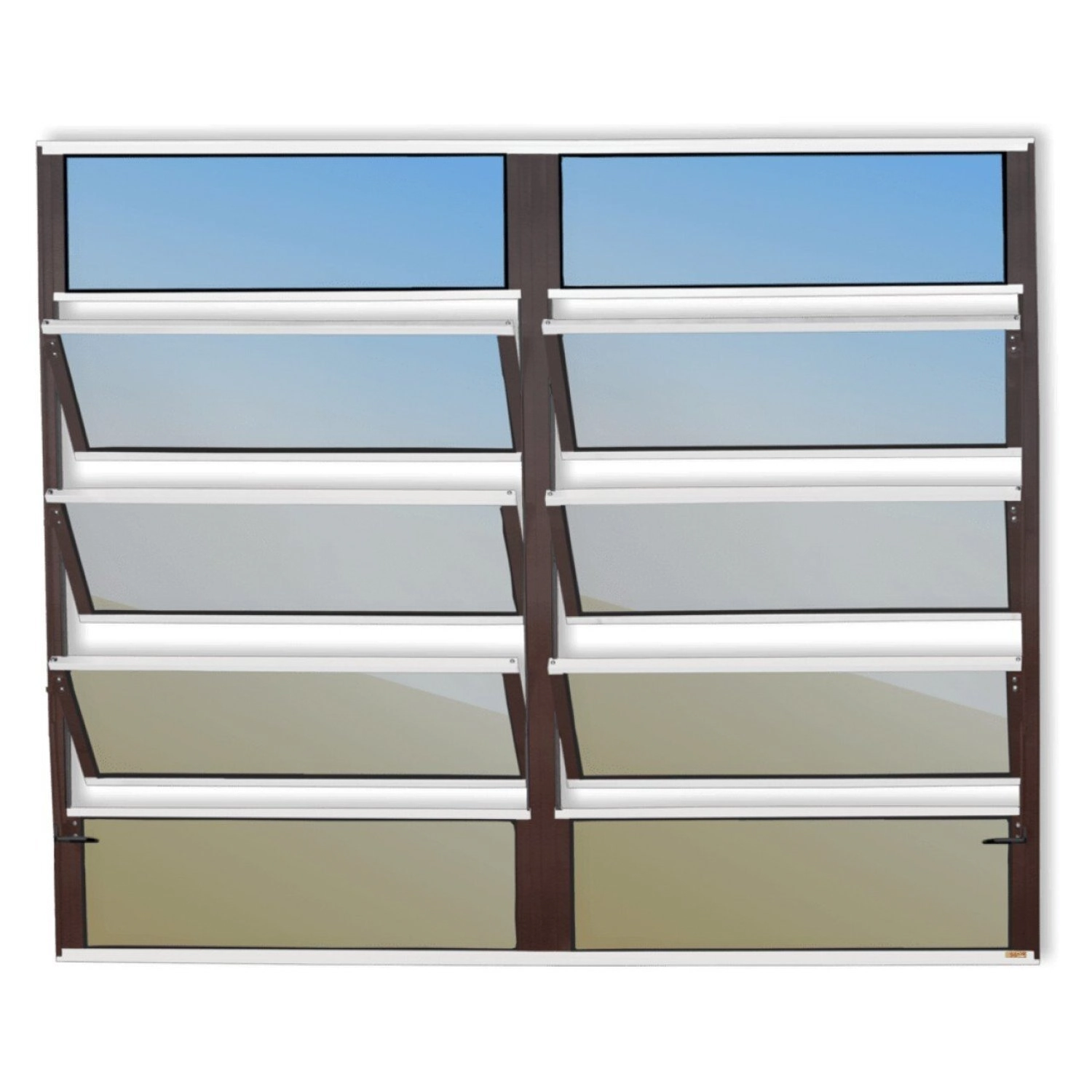 Janela De Alumínio Basculante 2 Seções 100x120cm Vidro Espelhado Plus Brimak Mix Corten