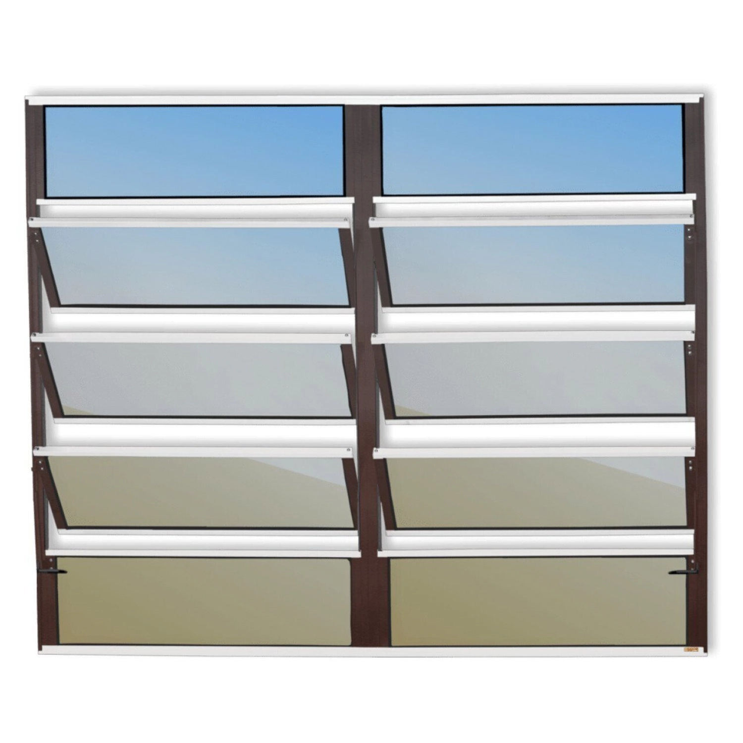 Janela De Alumínio Basculante 2 Seções 100x150cm Vidro Espelhado Plus Brimak Mix Corten