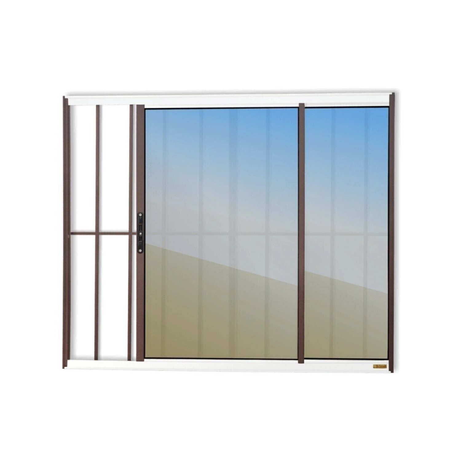 Janela Confort 2 Folhas Com Grade Vidro Reflex 80cm X 80cm Brimak Mix Corten