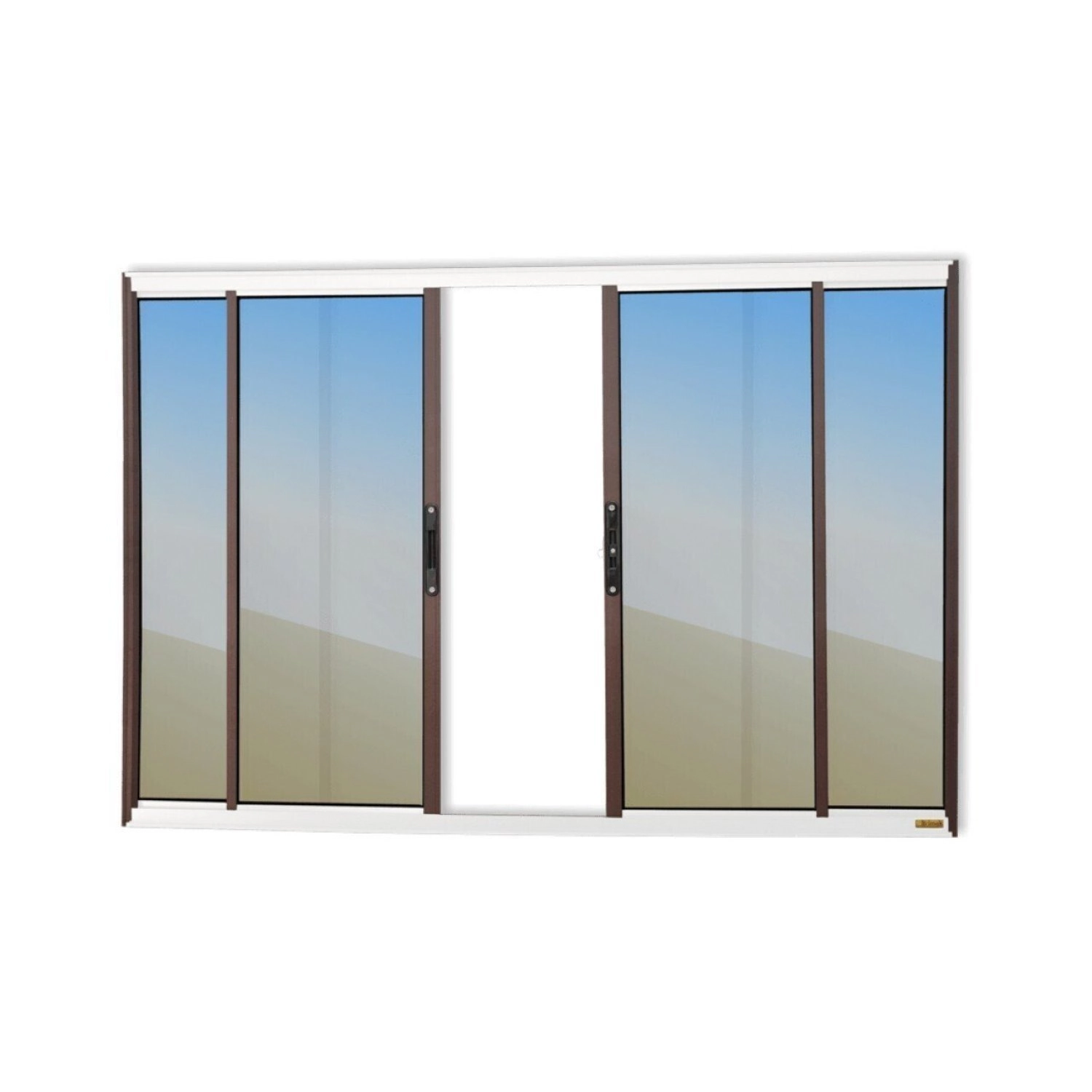 Janela Confort 4 Folhas Vidro Reflex 100cm X 150cm Brimak Mix Corten