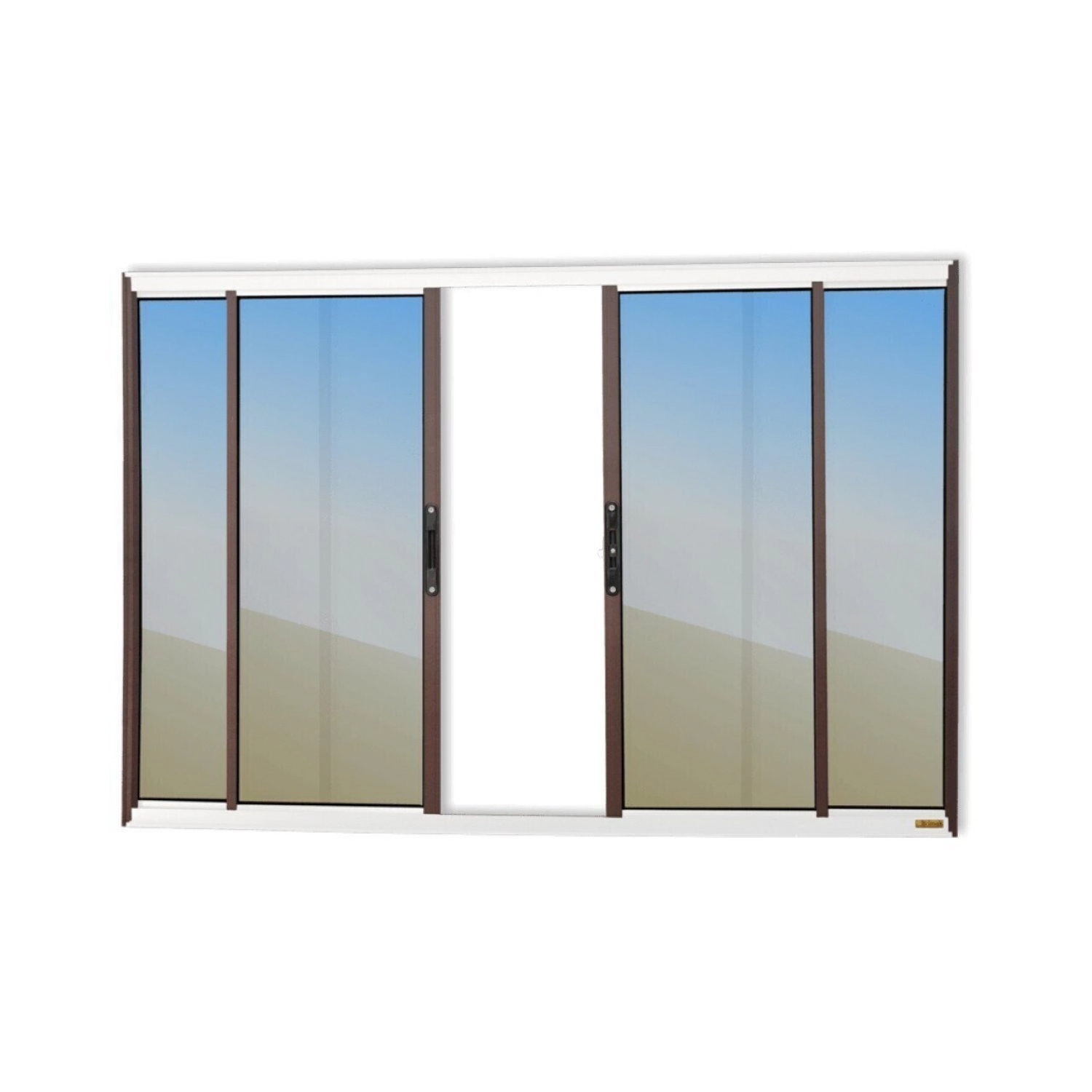 Janela Confort 4 Folhas Vidro Reflex 100cm X 200cm Brimak Mix Corten