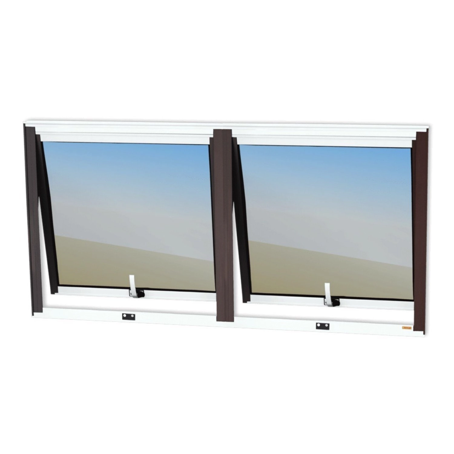 Janela De Alumínio Maxim-ar 2 Seções 60x120cm Vidro Espelhado Confort Brimak Mix Corten