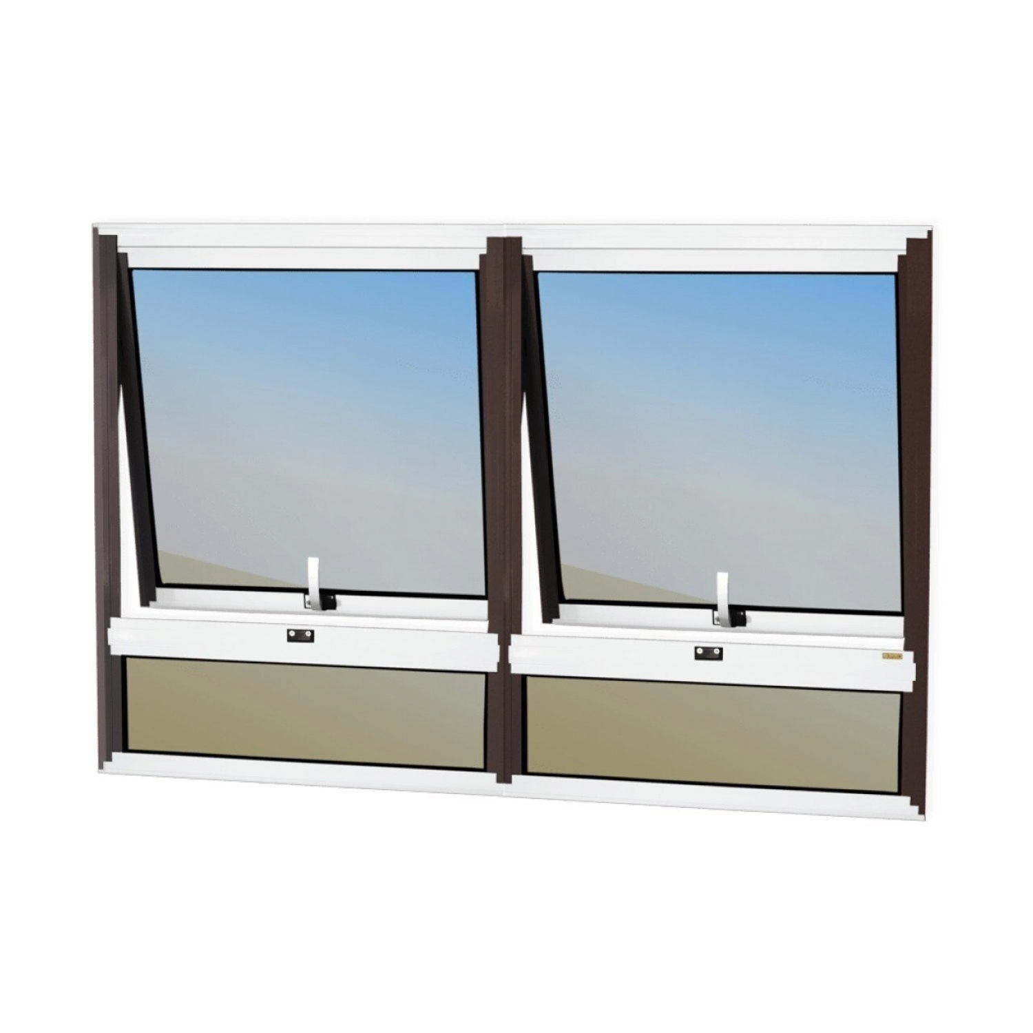 Janela De Alumínio Maxim-ar Com Bandeira 80x120cm Vidro Espelhado Confort Brimak Mix Corten