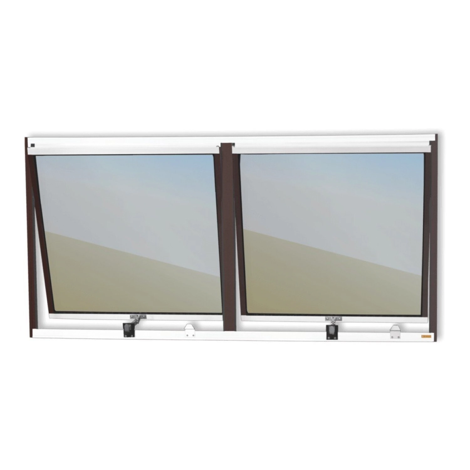 Janela De Alumínio Maxim-ar 2 Seções 60x120cm Vidro Espelhado Plus Brimak Mix Corten