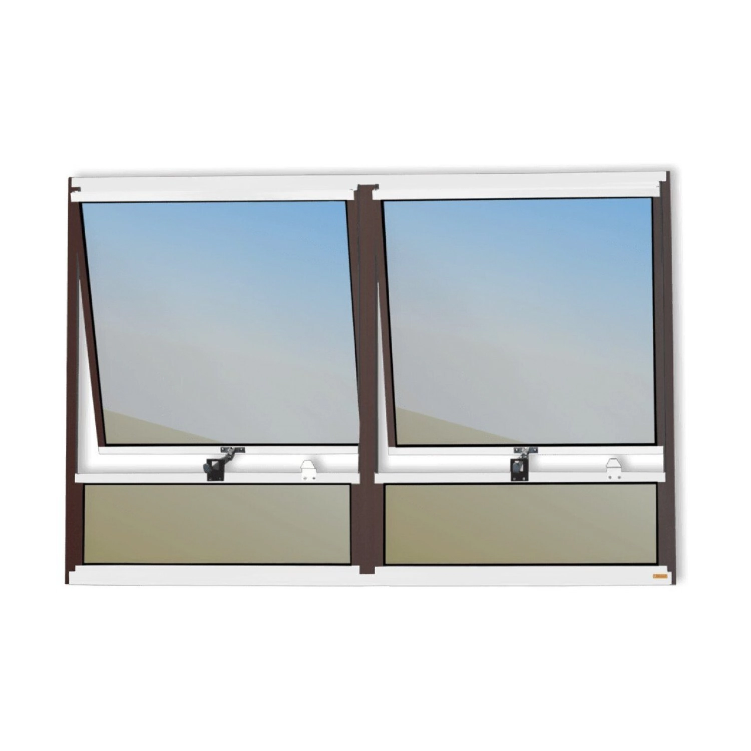 Janela De Alumínio Maxim-ar 2 Seções 80x120cm Vidro Espelhado Plus Brimak Mix Corten