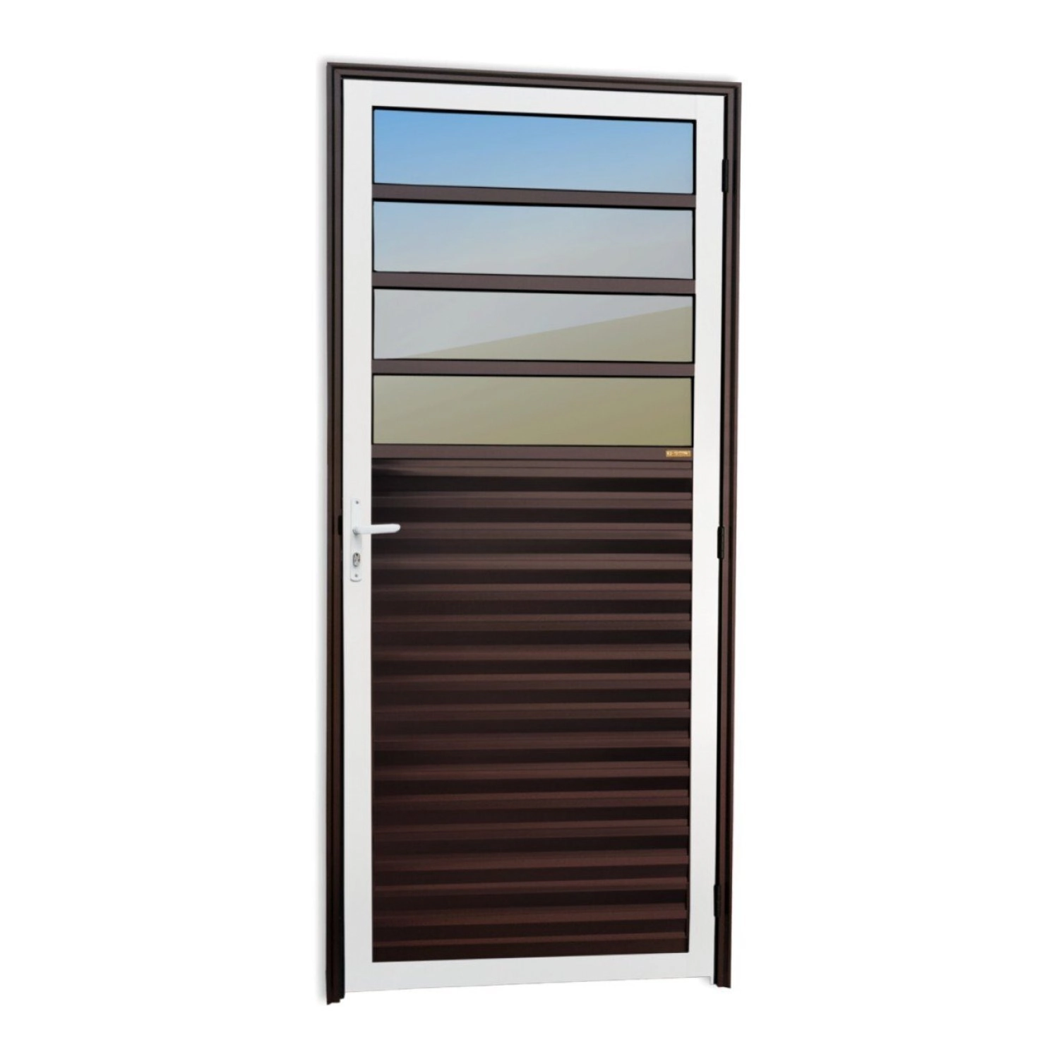 Porta De Cozinha Super Vidro Reflex 210cm X 86cm Brimak Mix Corten