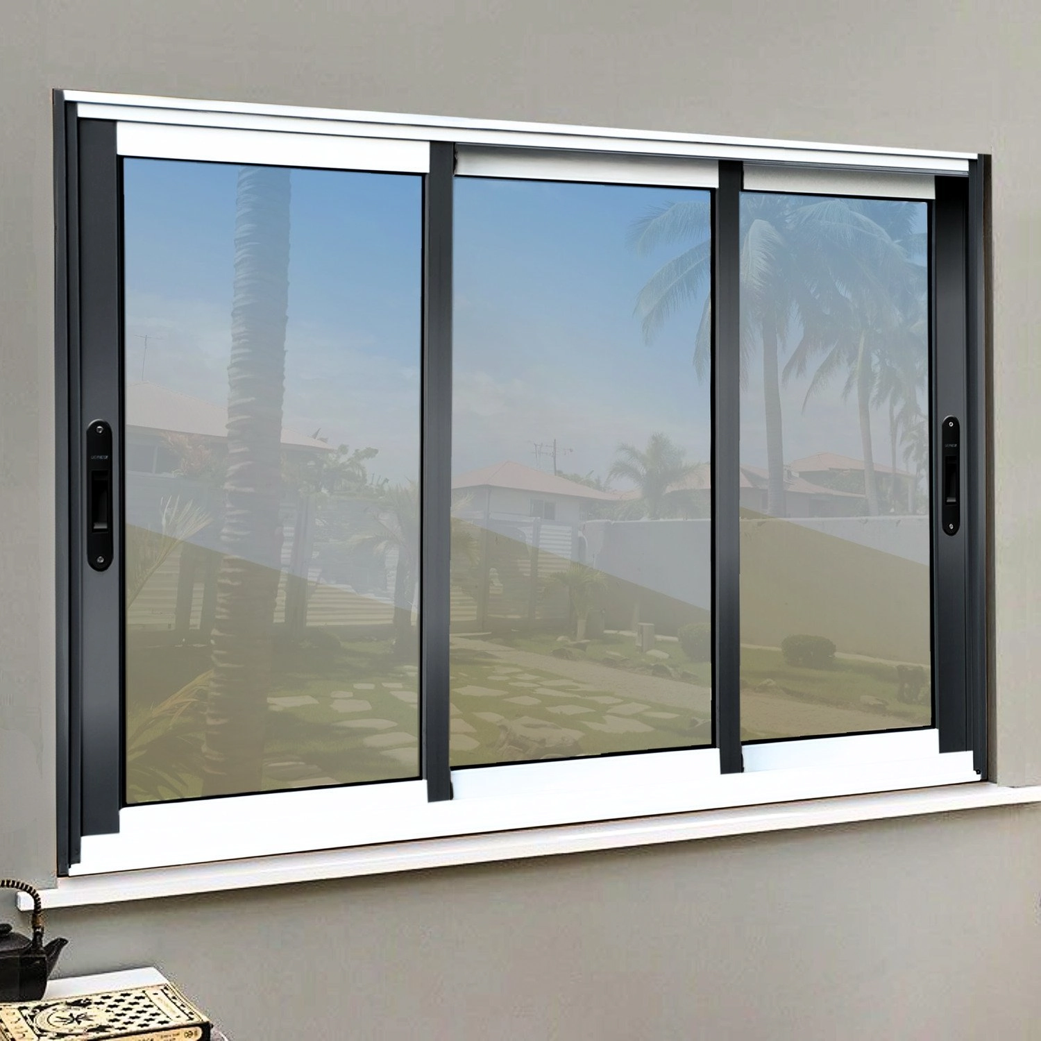 Janela Elite 3 Folhas Moveis Sequenciais 100 X 150 Vidro Reflex Mix Preto